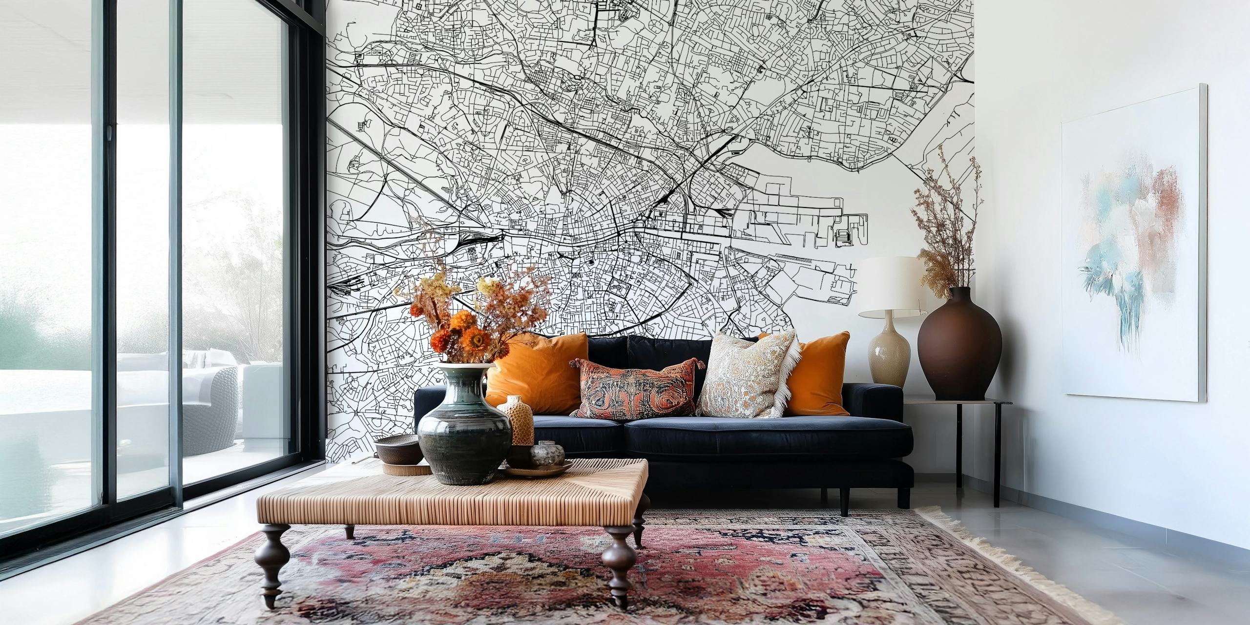 Detailed Dublin City Map Wall Mural
