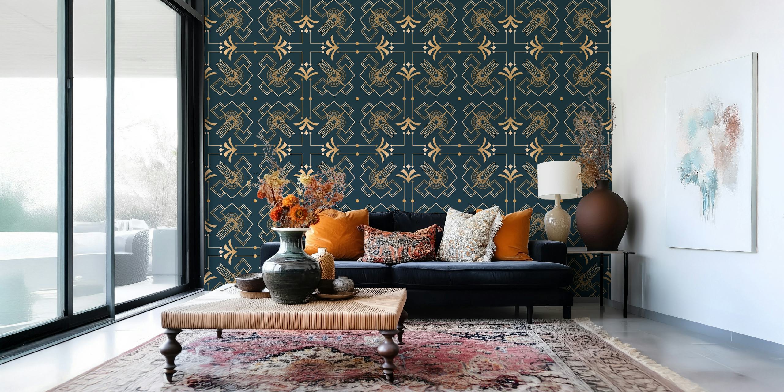 Diseño de papel tapiz elegante y distintivo Art Deco