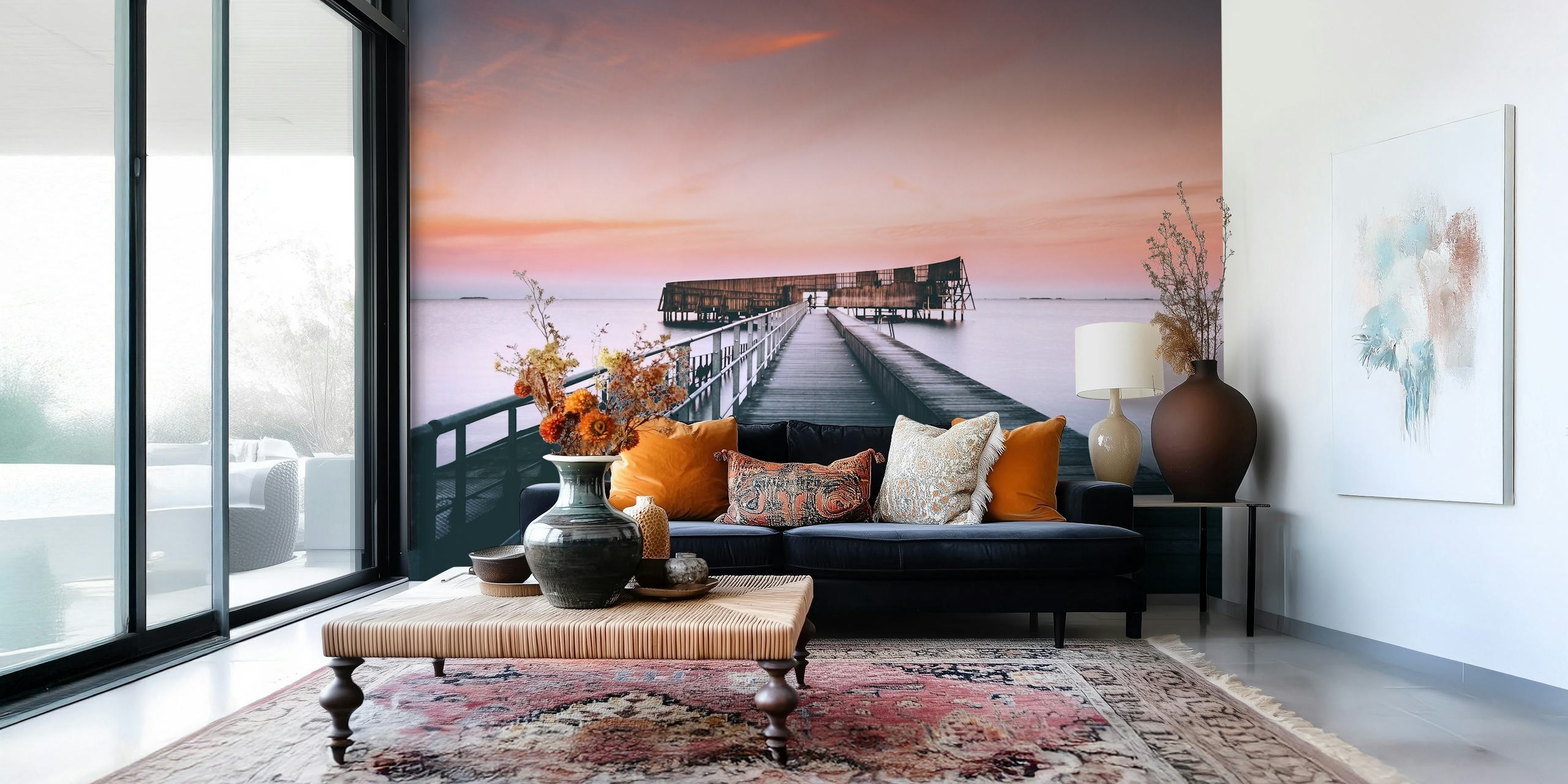Afternoon Sunburn wallpaper in a stylish room