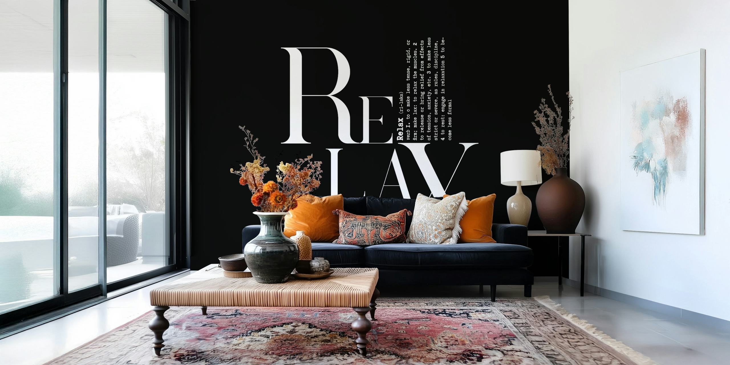 Fototapeta Relax Typo s moderním černobílým textovým designem