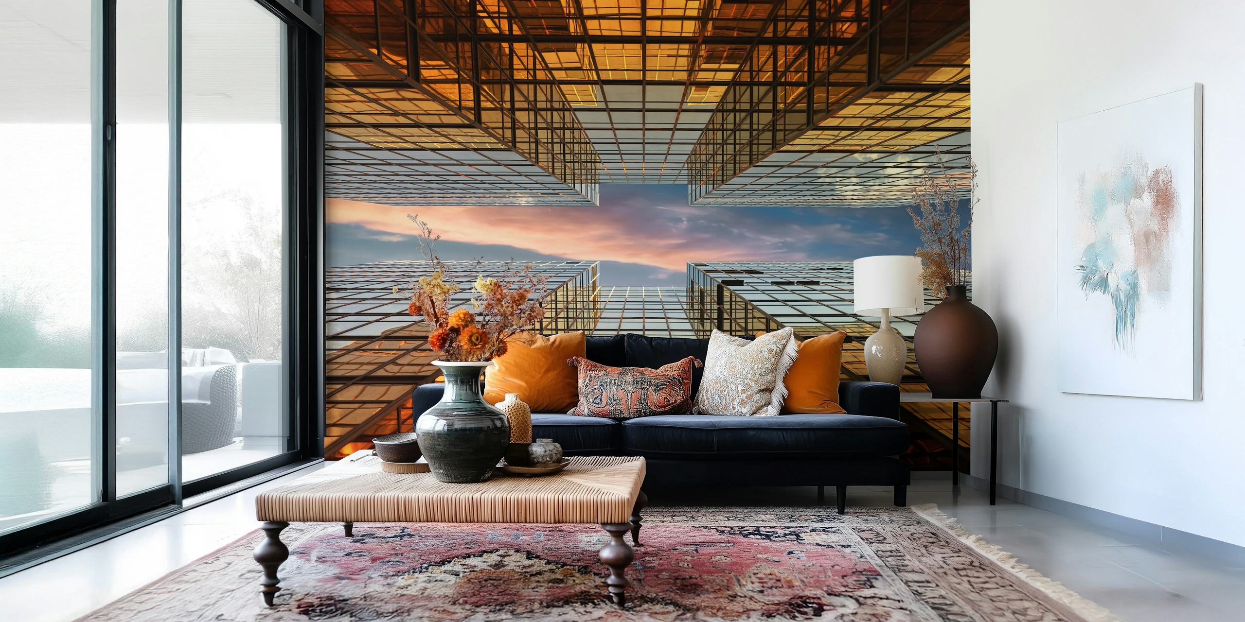 Golden Mirrors tapetdesign i et rom