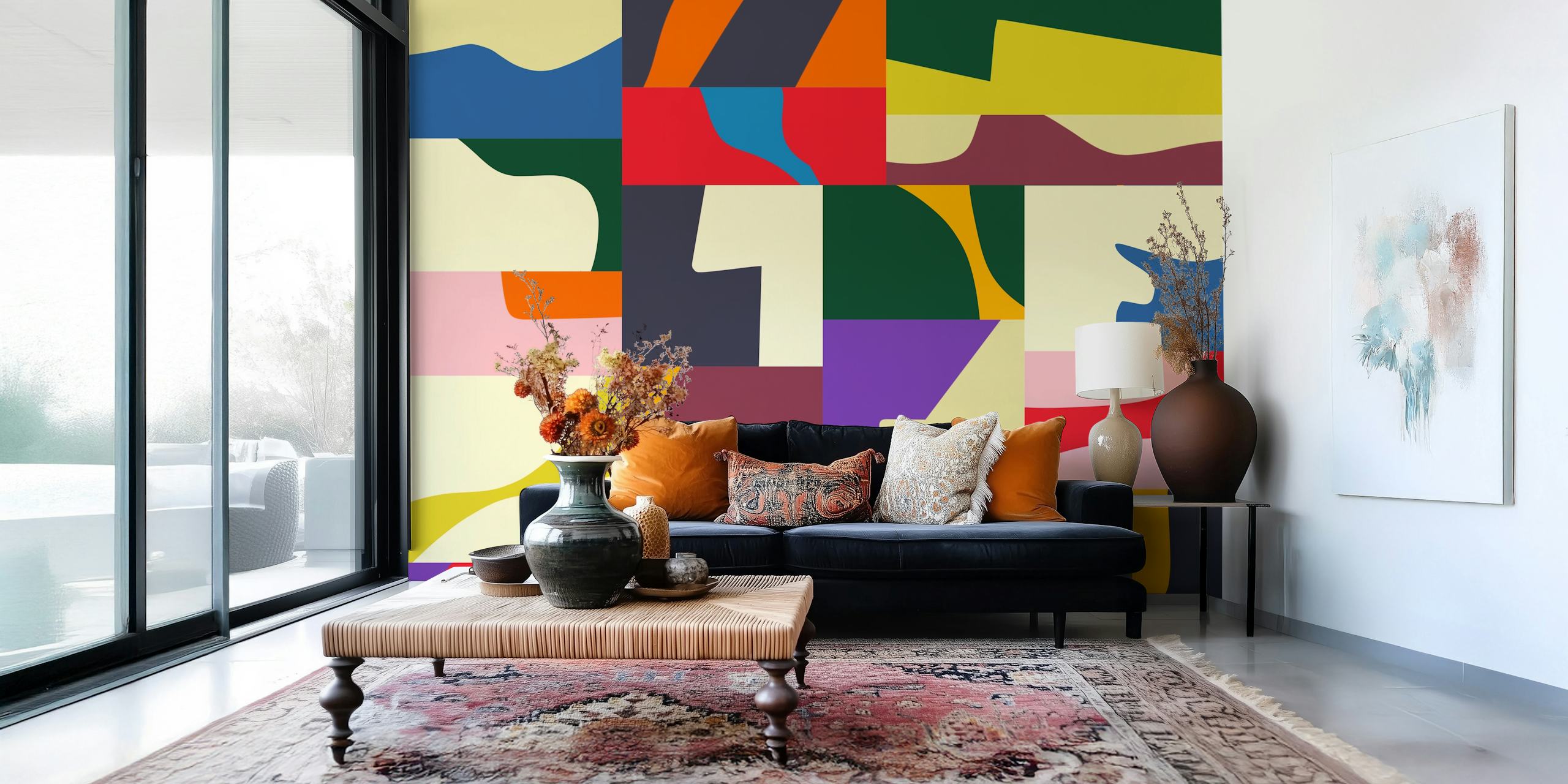 Colorful geometric mosaic wall mural with a modern abstract design