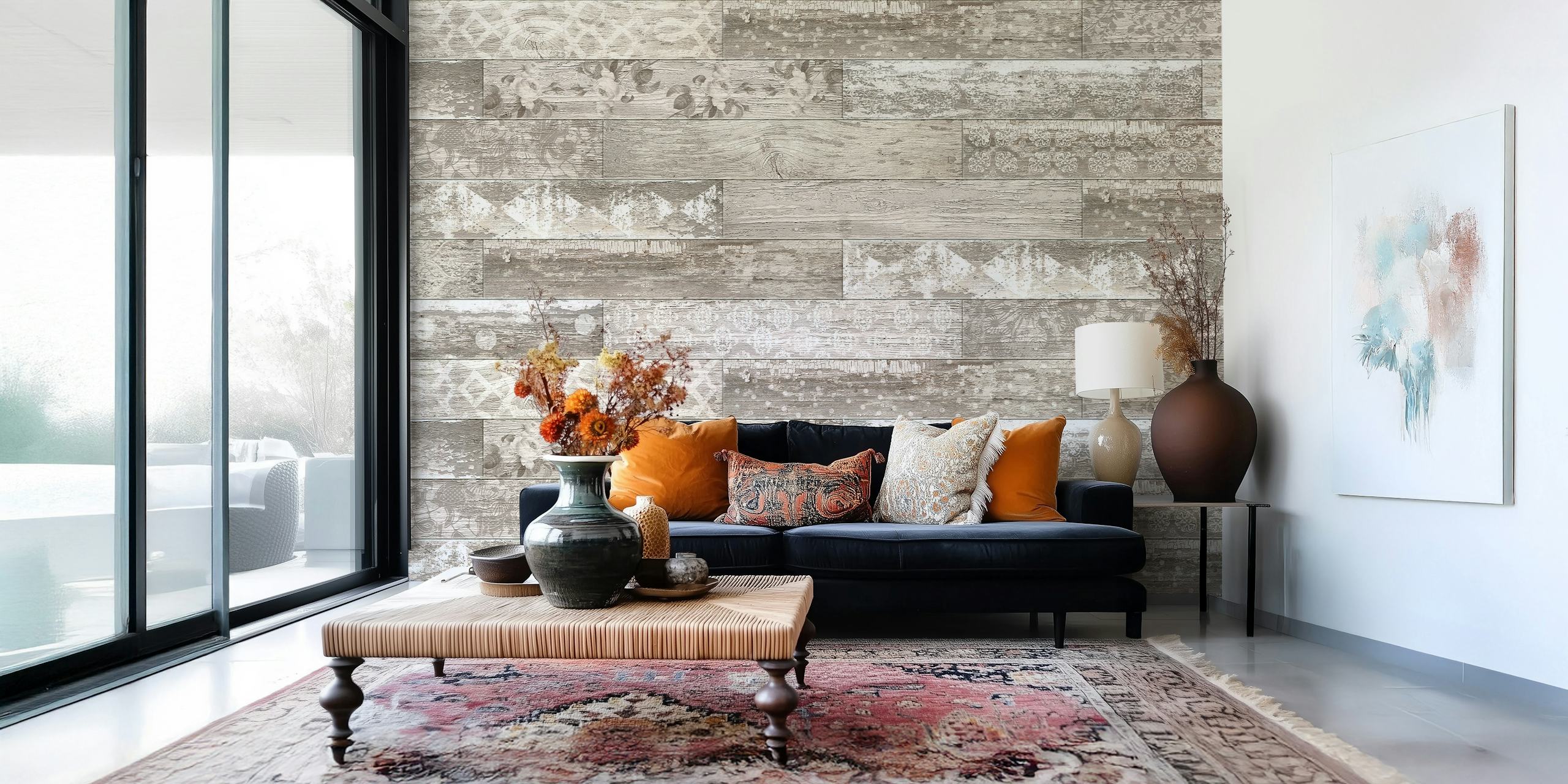 Vintage Wood Tiles tapeta u sobi