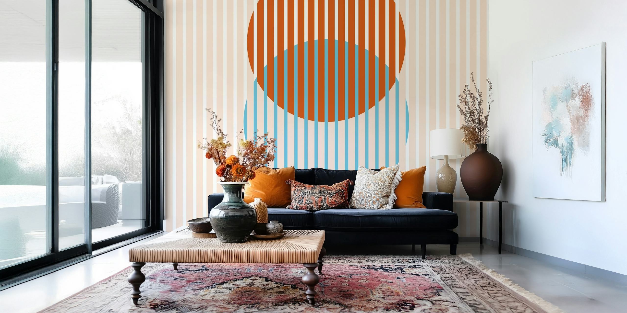 Rising geometric circles tapet i et rom