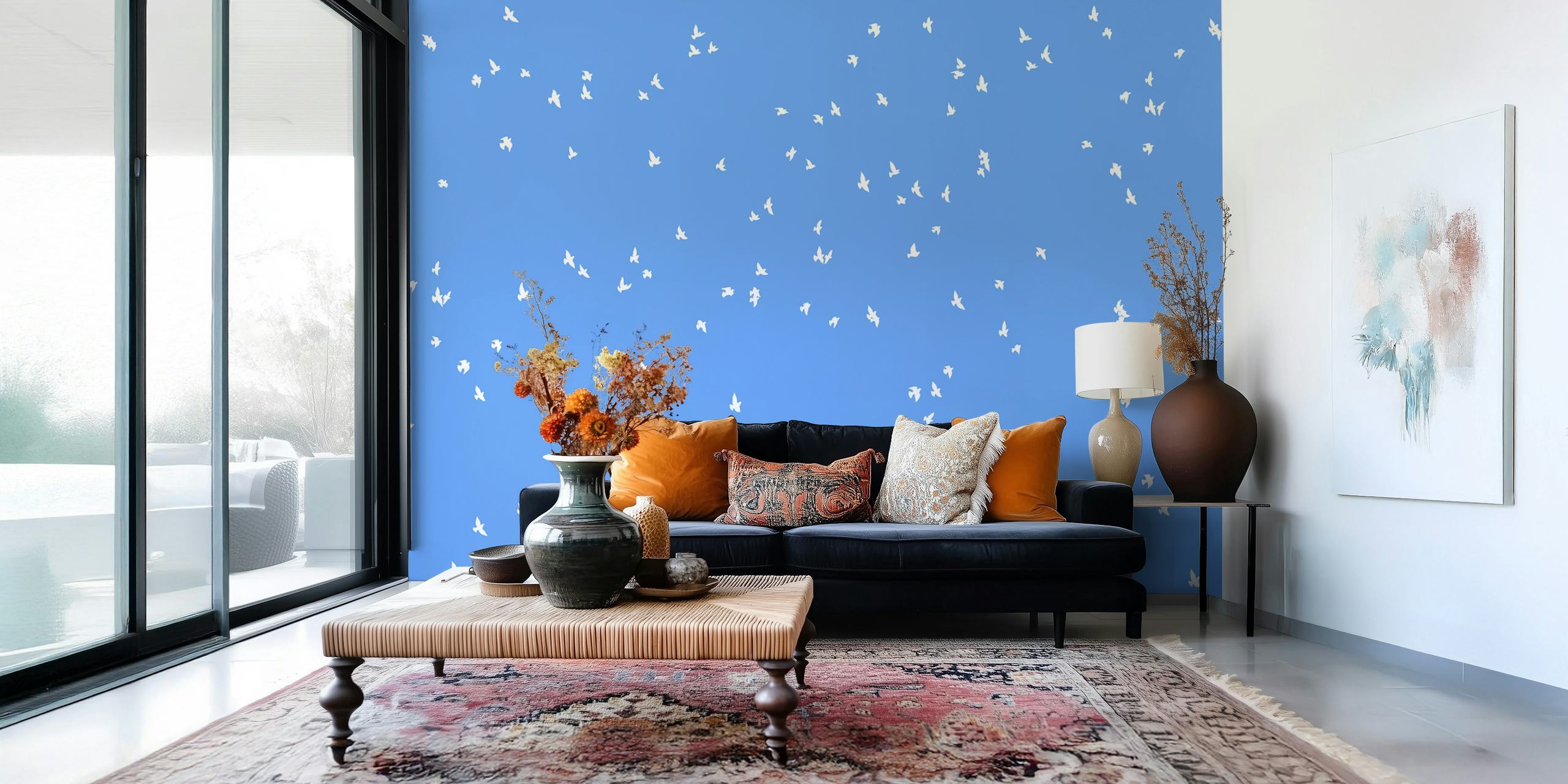 Free as Birds behang in een kamer