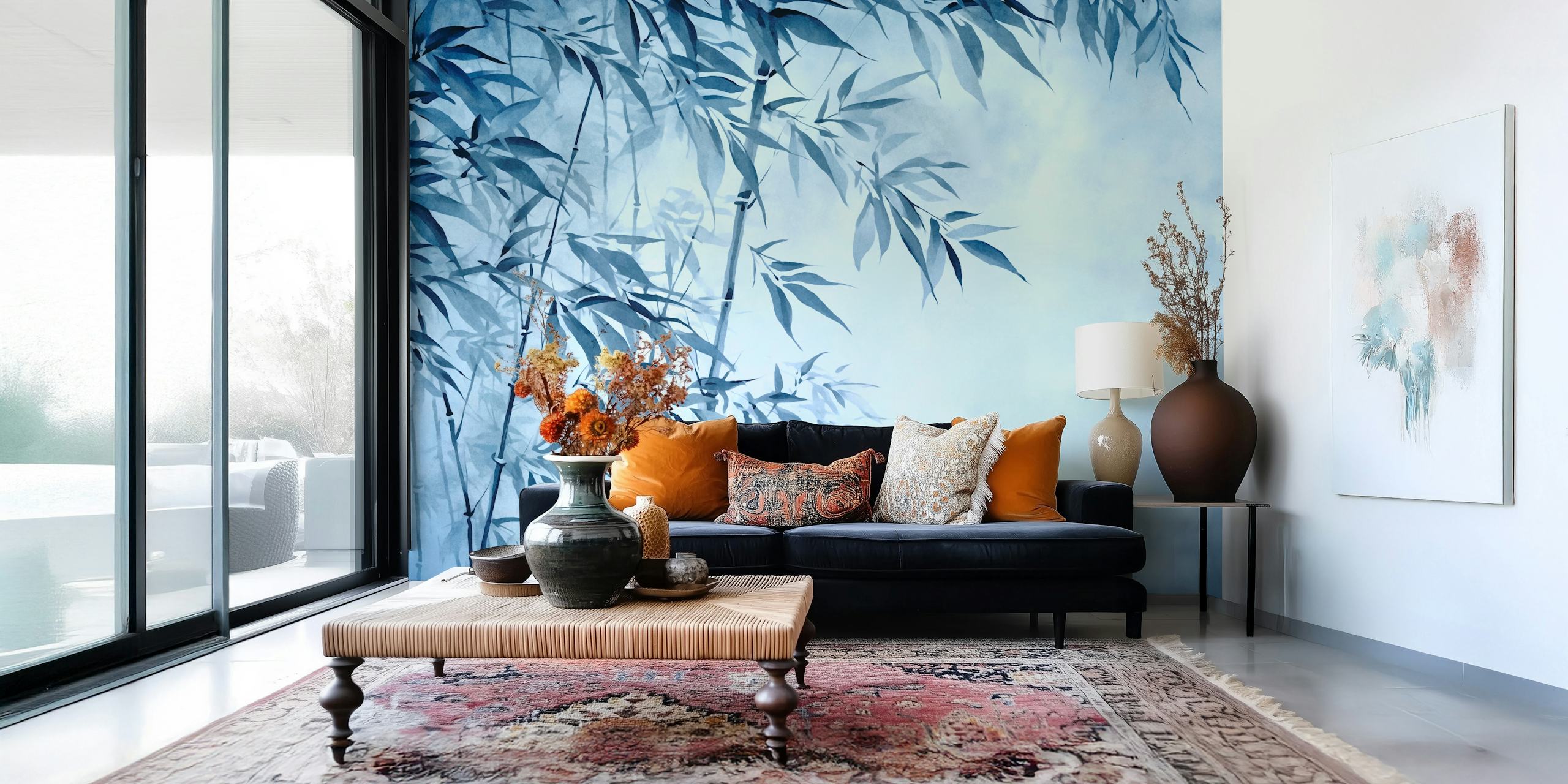 Blue Hour Calm Bamboo Garden tapet i et rum