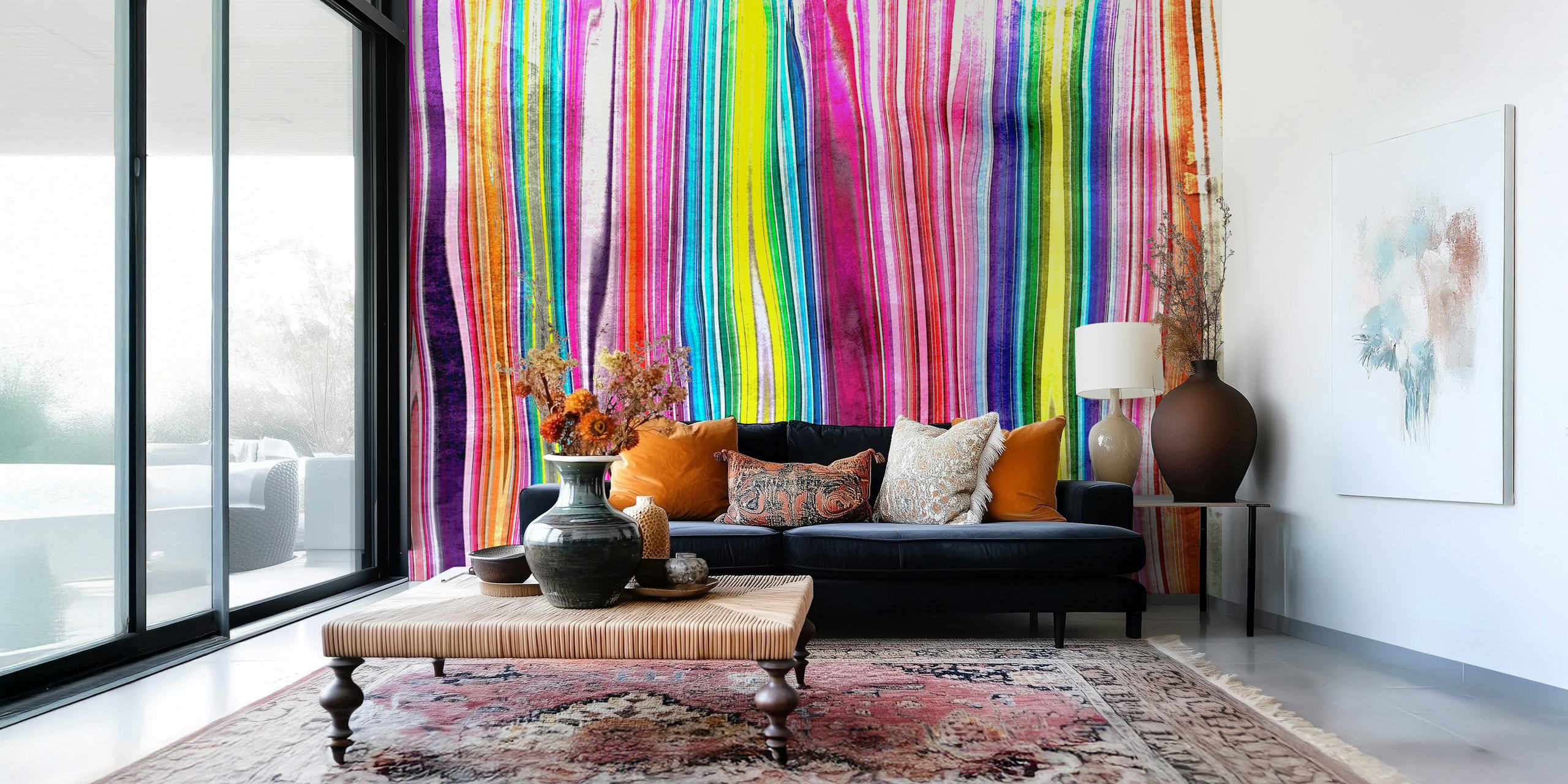 Papier peint Radiant Spectrum Stripes dans une chambre