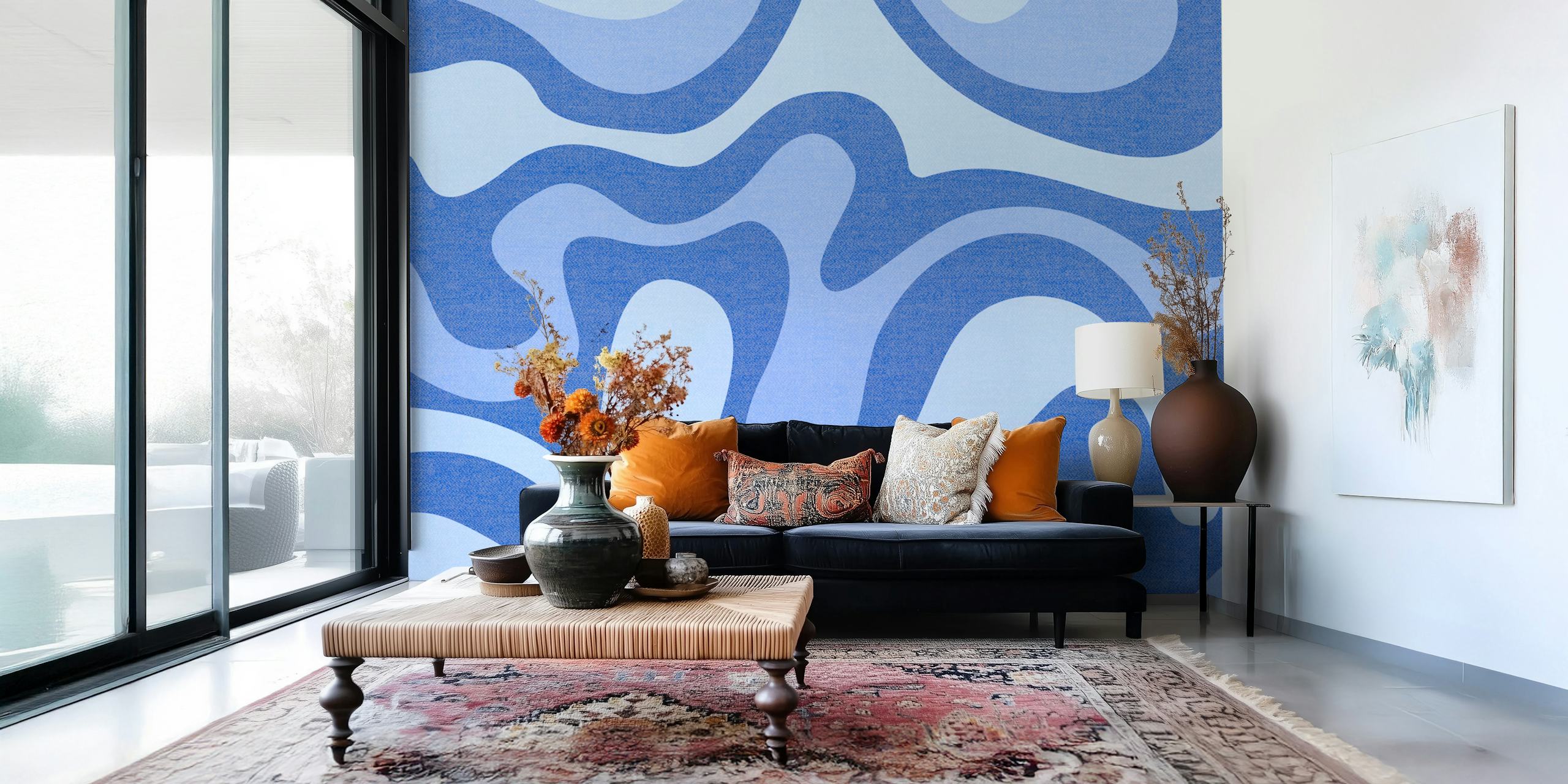 Groovy Blue Waves tapet i et rom