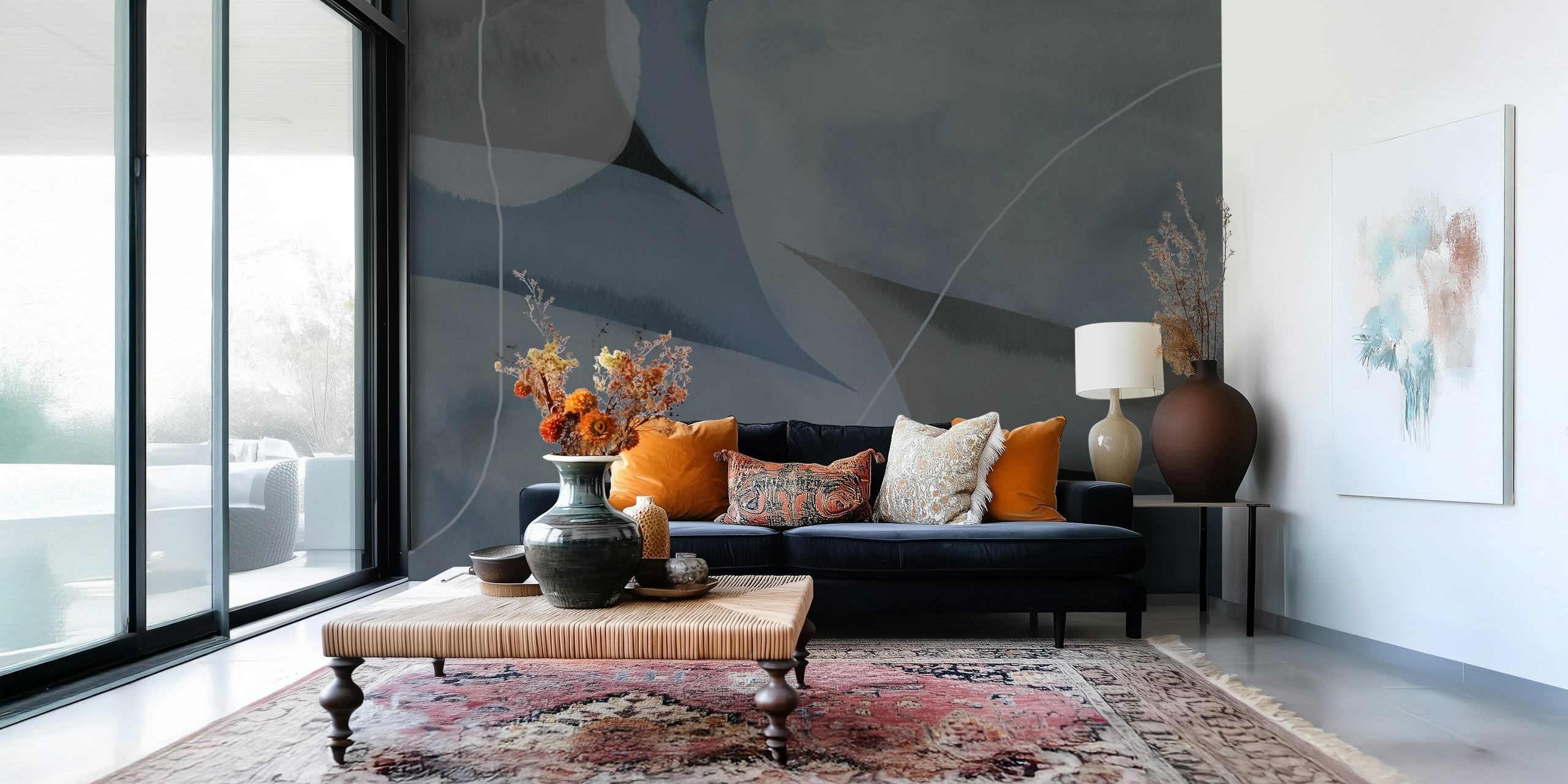 Abstracte Shapes 12 behang in een kamer