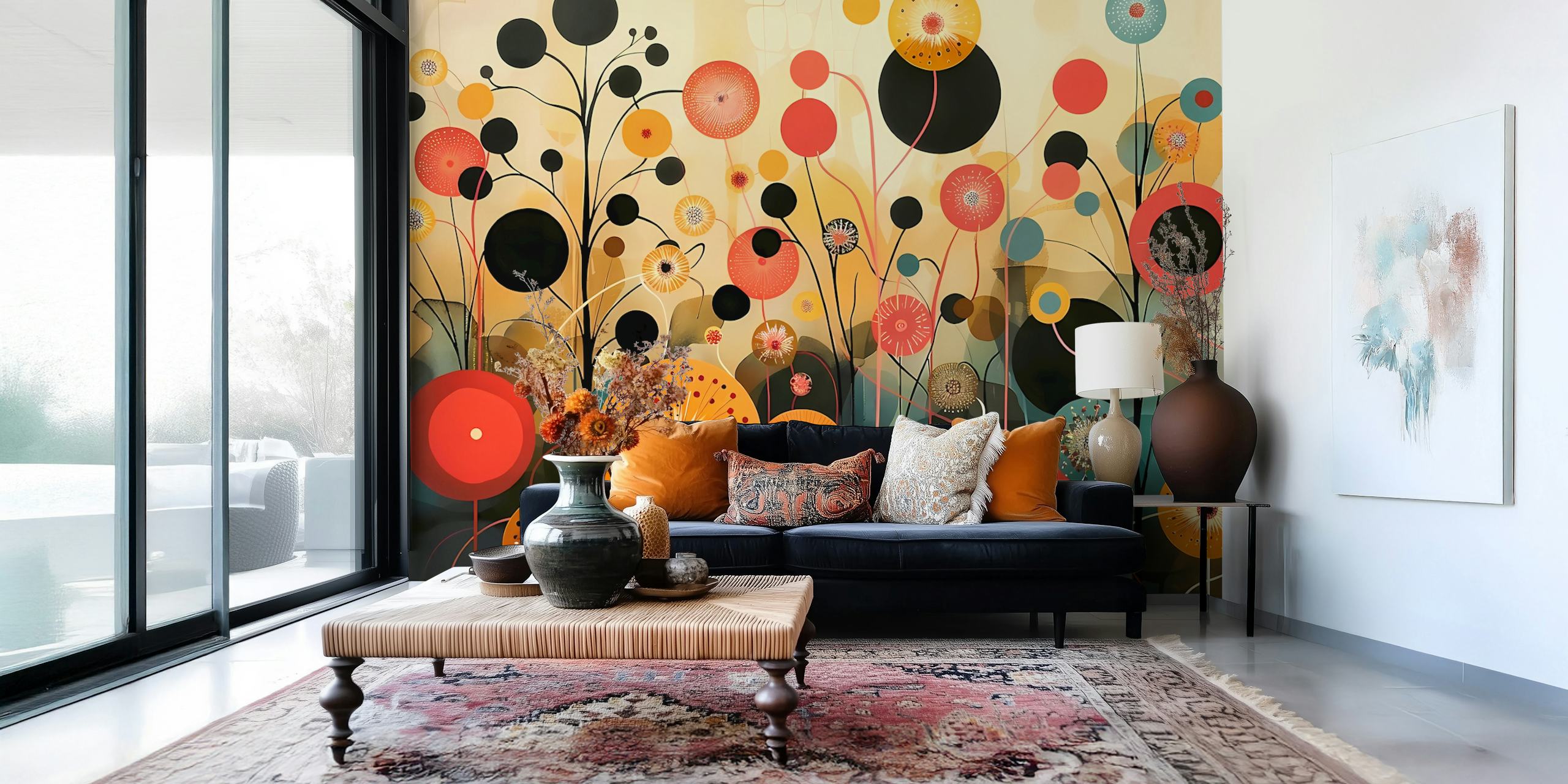 Enchanted Garden Scene wallpaper in a room