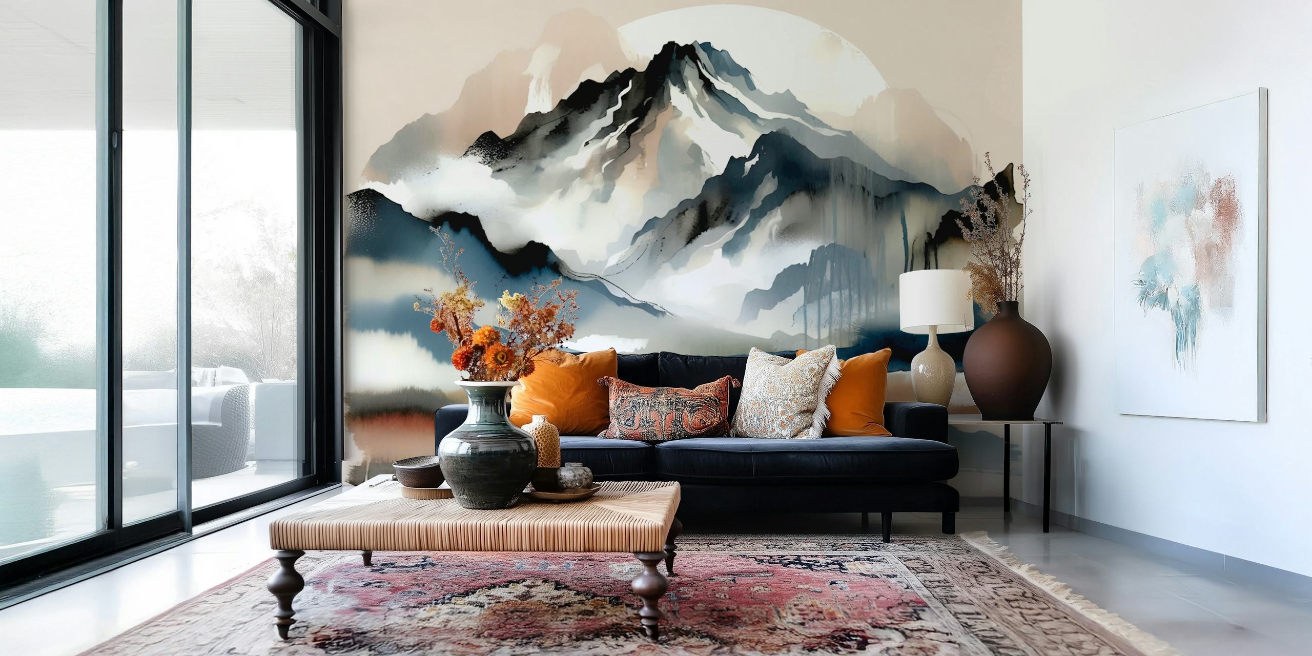 Zen Mountain Reflection tapet i ett rum