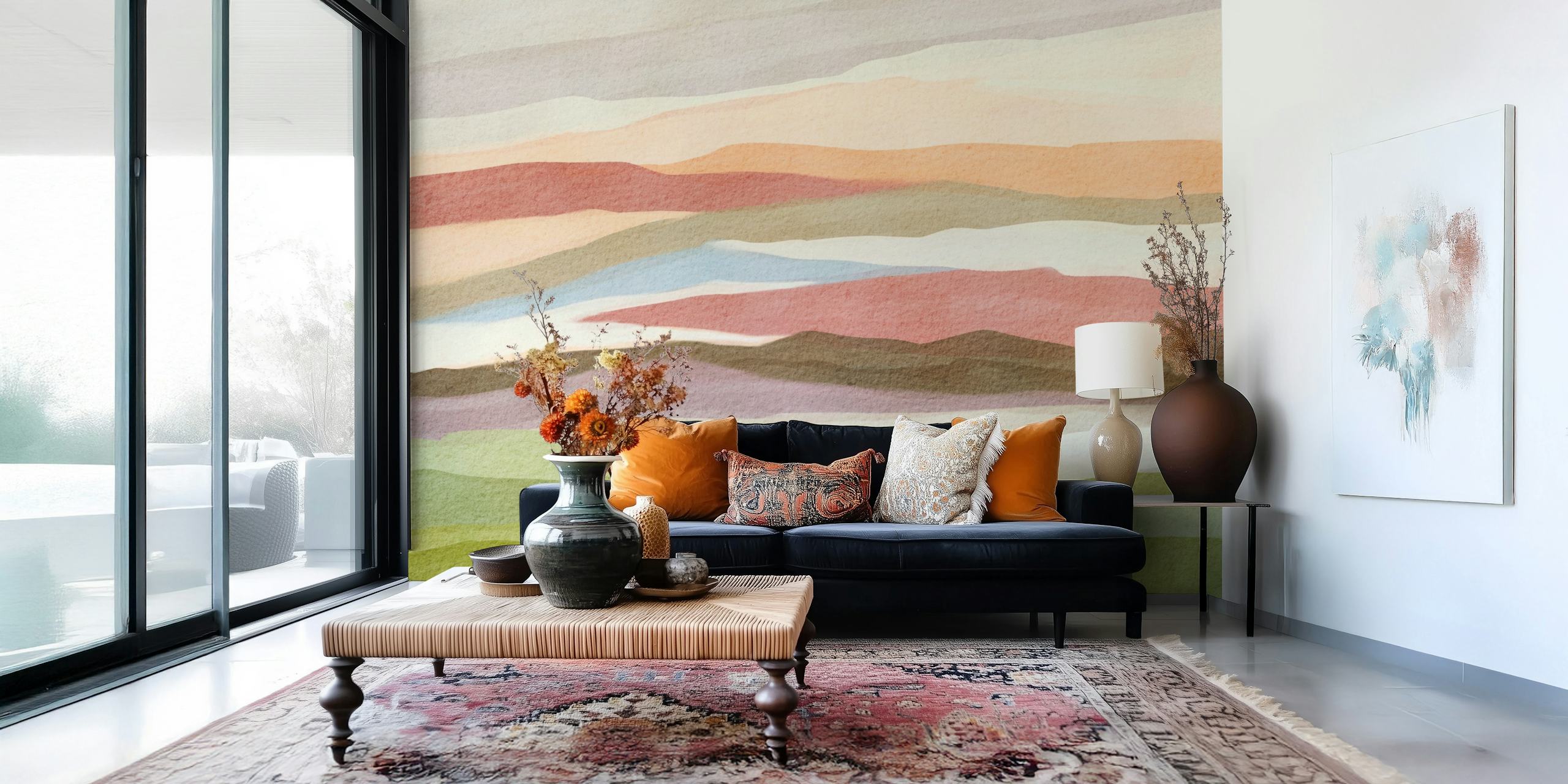 Serenity Striped Vista wallpaper in a room