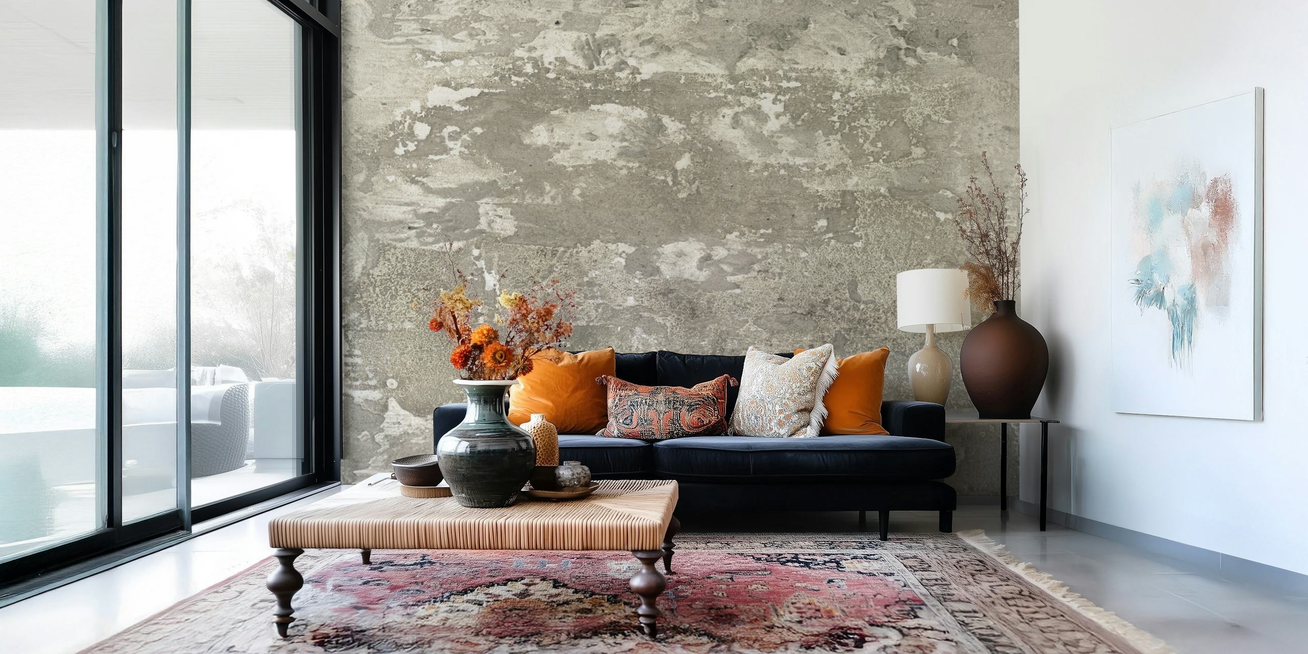 Slaked lime neutral wallpaper in a room