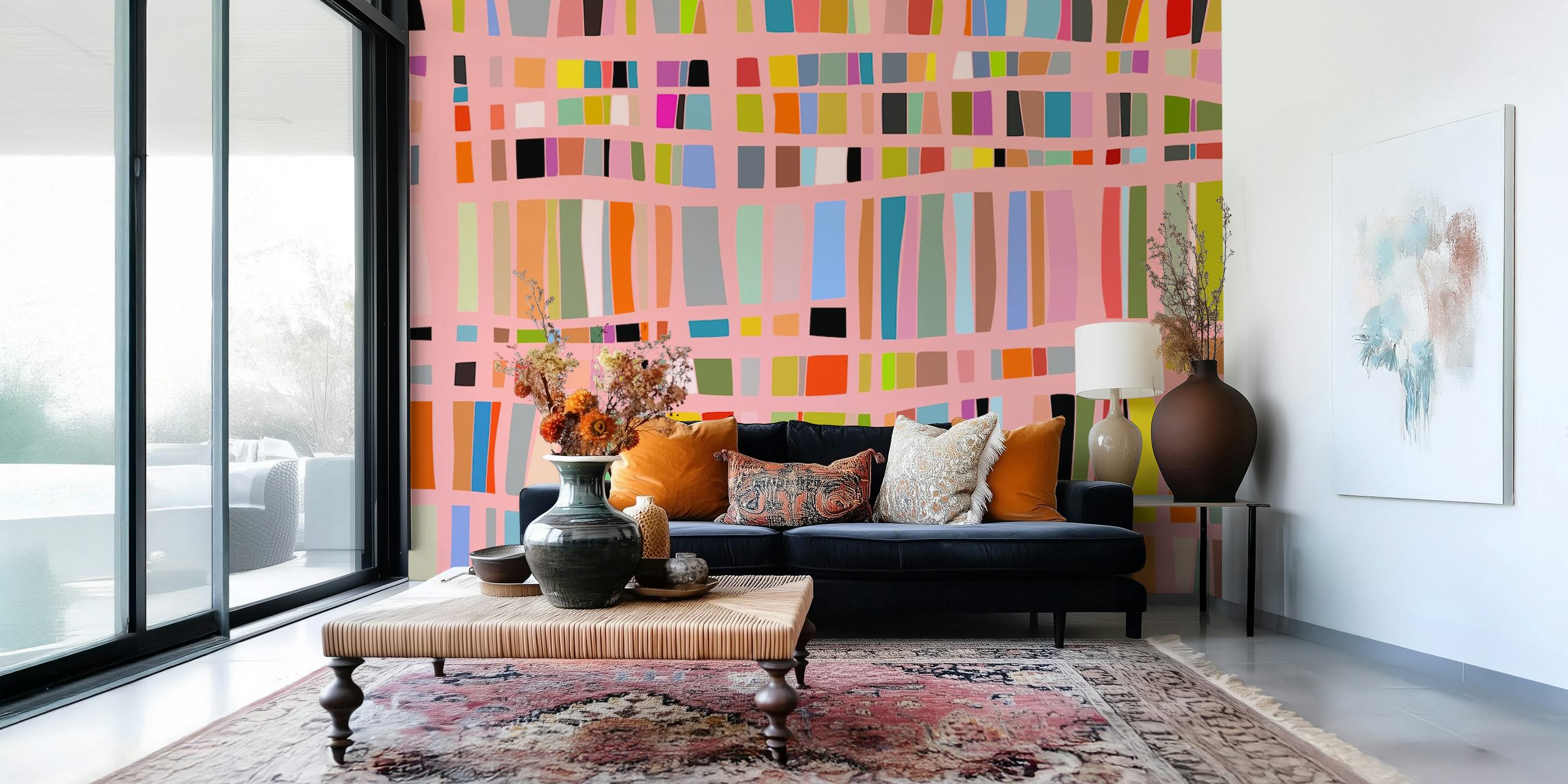 Tapeta Mosaic Color Lines 2 w pokoju