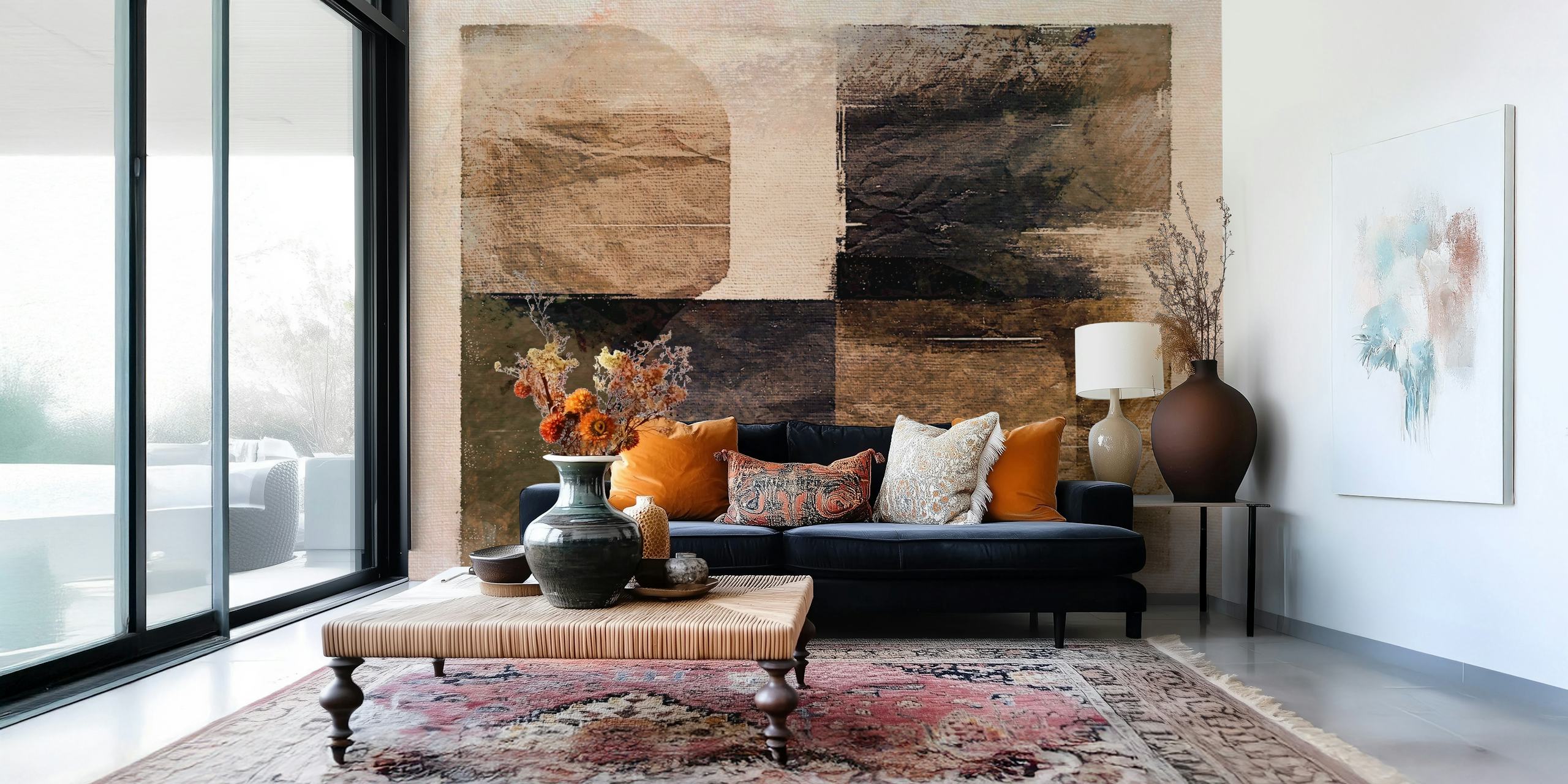 Carta da parati Japan Canvas Shadow Play mostrata in una stanza