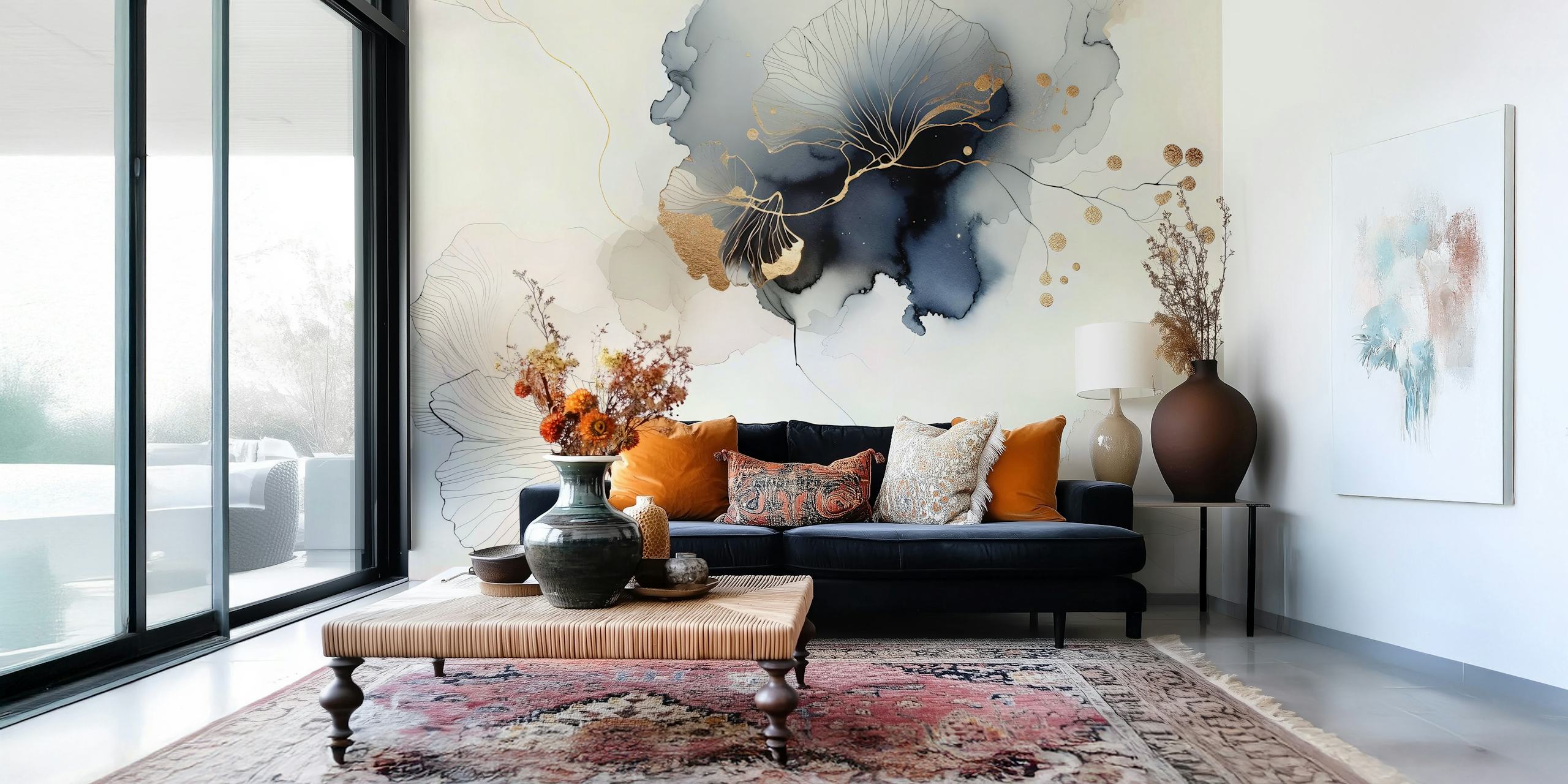 Papel de parede Gilded Botanica Elegance em um quarto