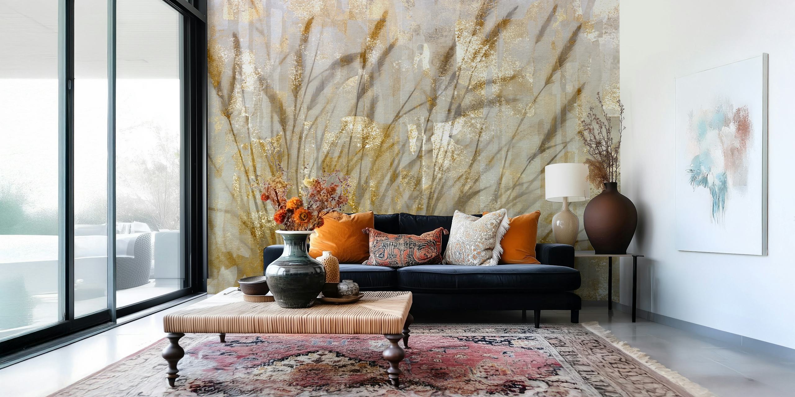 Metallic Reeds Elegance tapet i ett rum