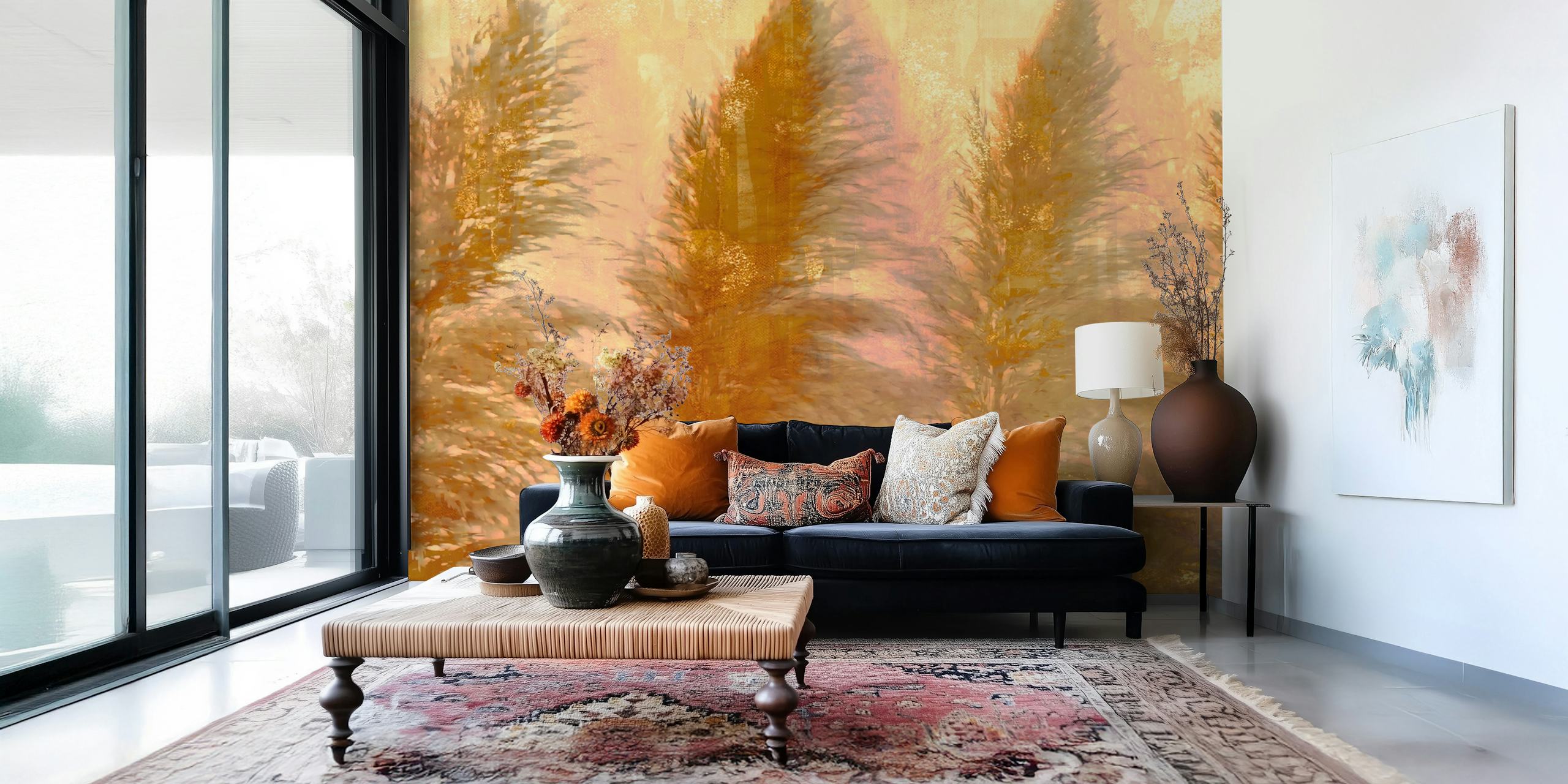 Tapeta Golden Hues Flora v pokoji