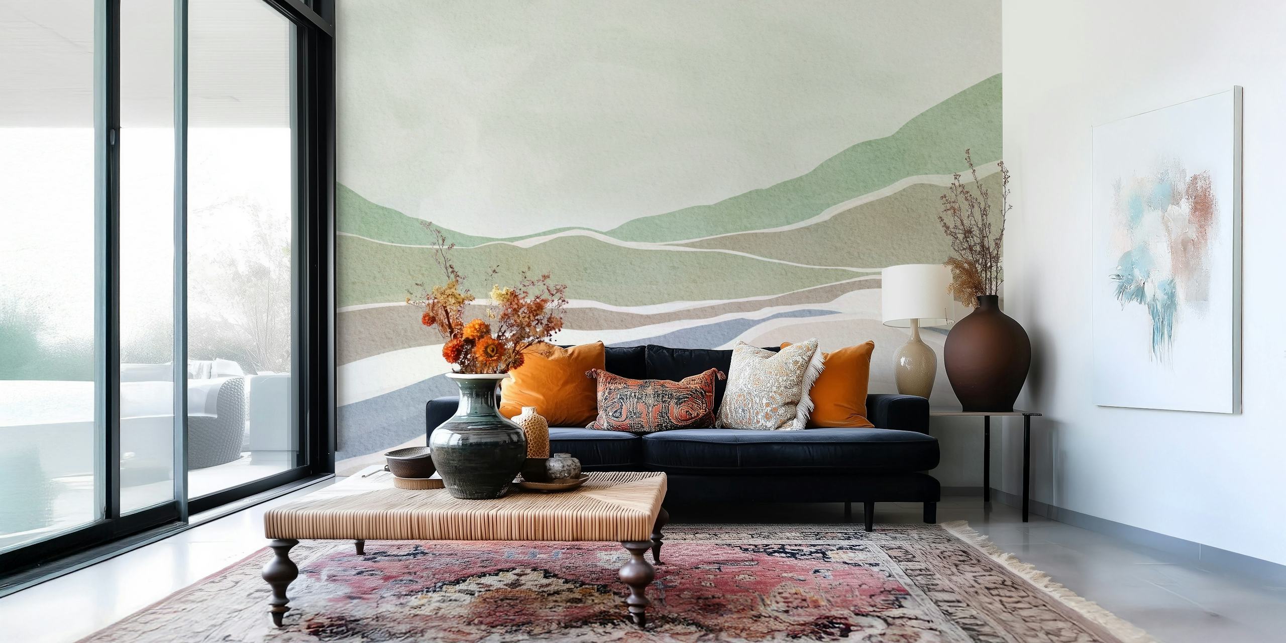 Papel de parede Minimalist Nature Theme em um cômodo