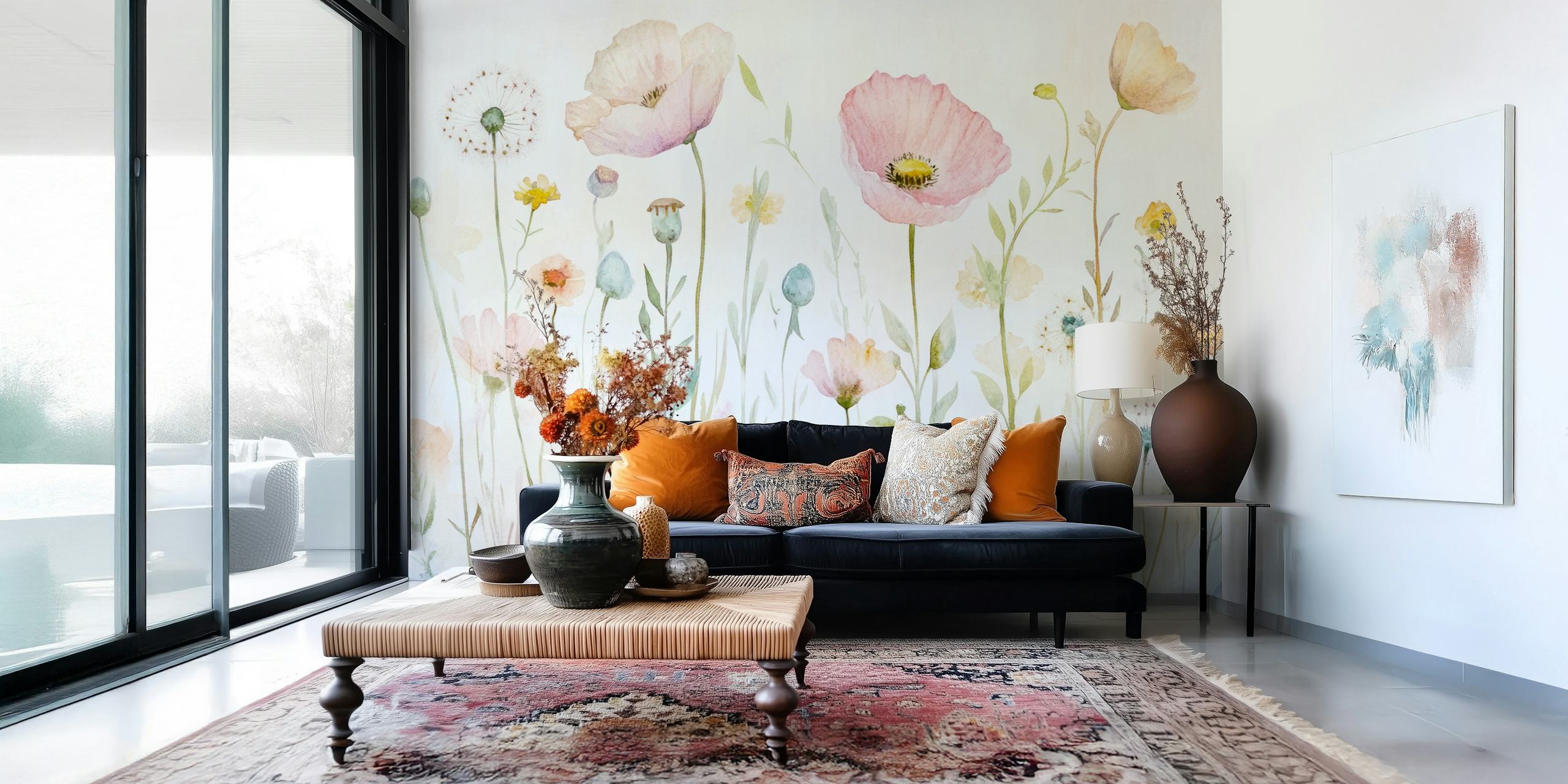 Pastel Wildflowers wallpaper i et rum
