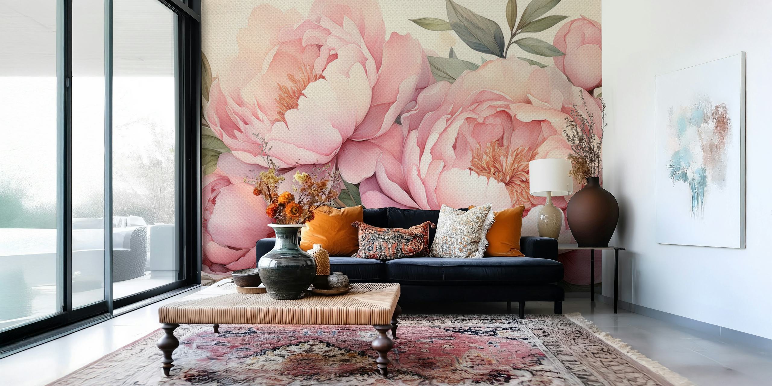 Tapeta Flower Blossoming Peony w pokoju