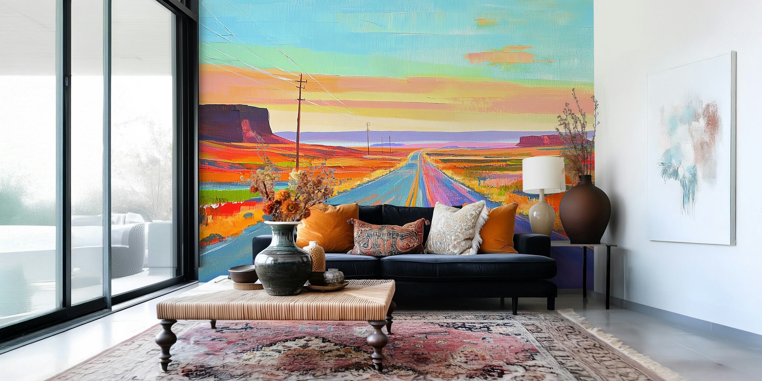 Highway to nowhere wallpaper in a room