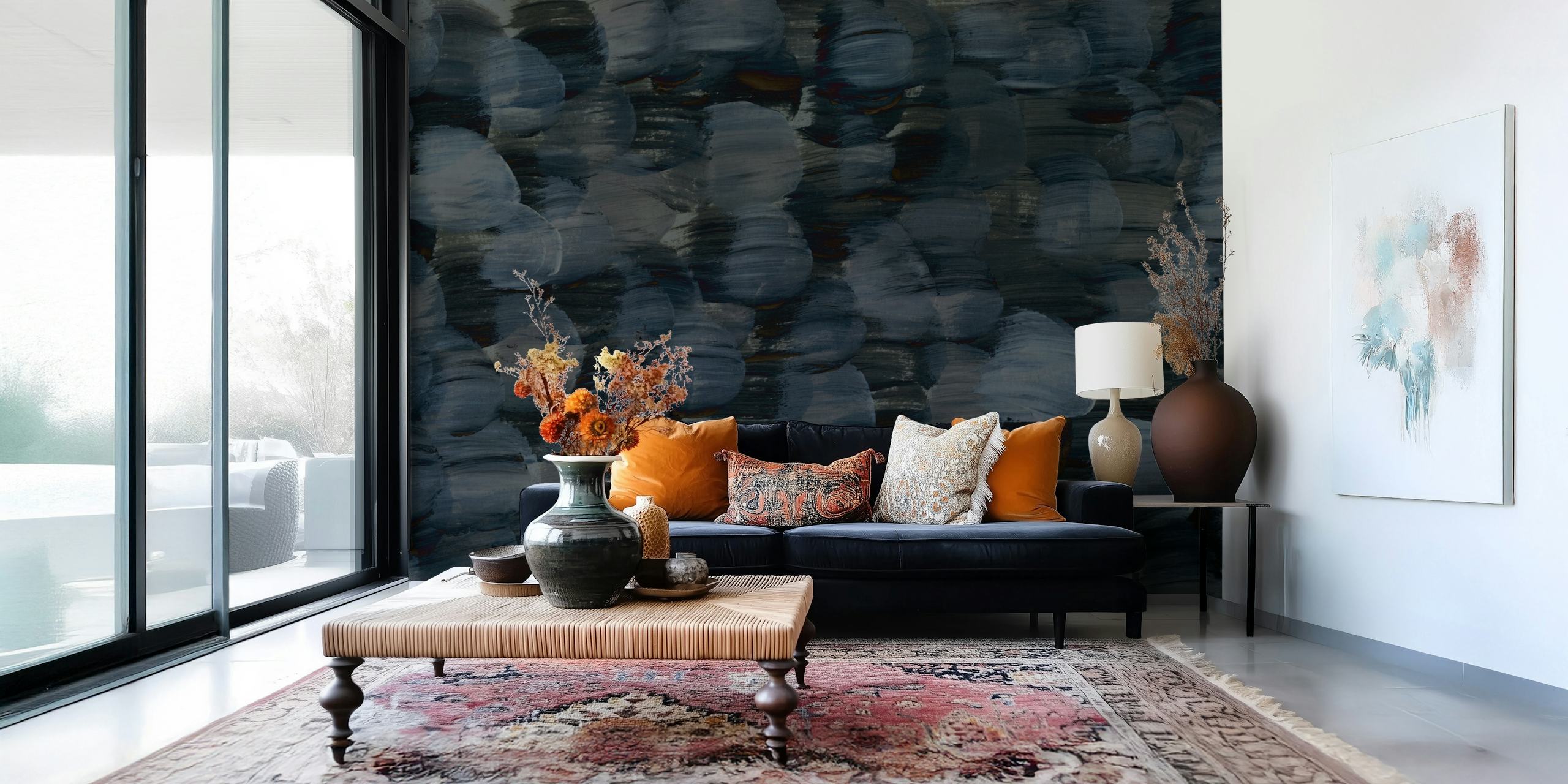 Dark Brushstroke Bliss wallpaper in a room