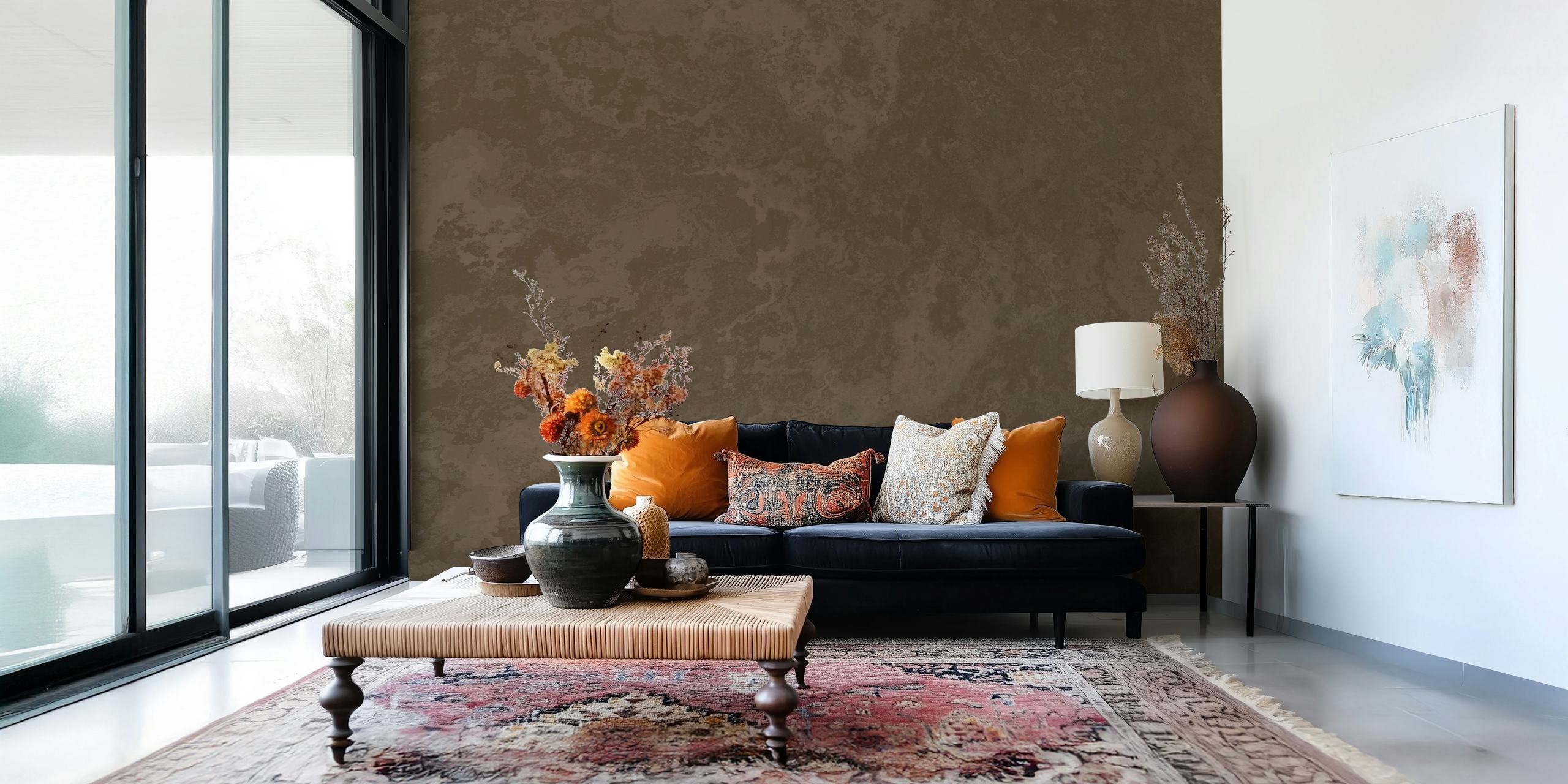 Brown textured concrete wallpaper with subtle variations