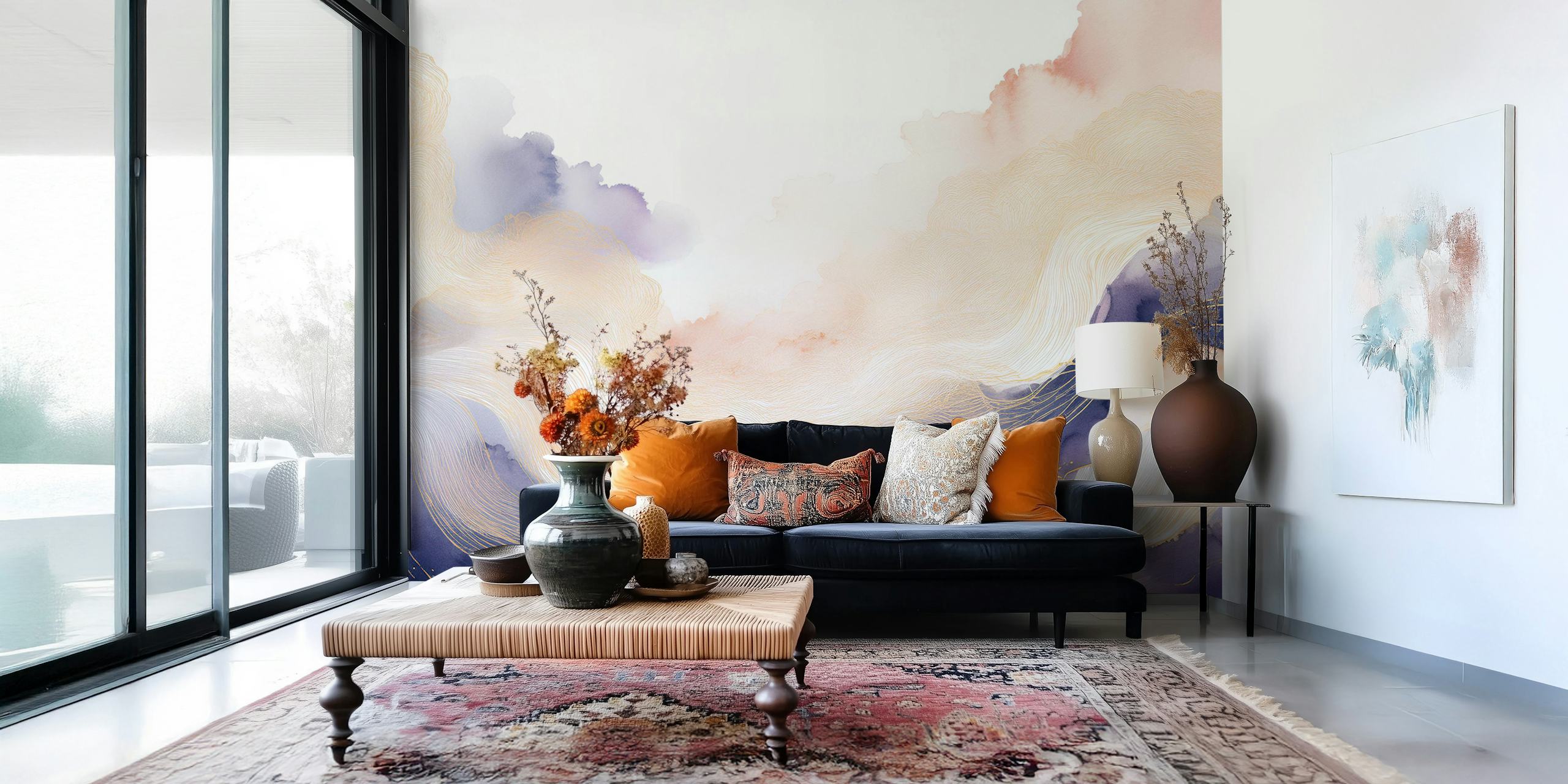 Tapeta Lavender Cloud Forms w pokoju