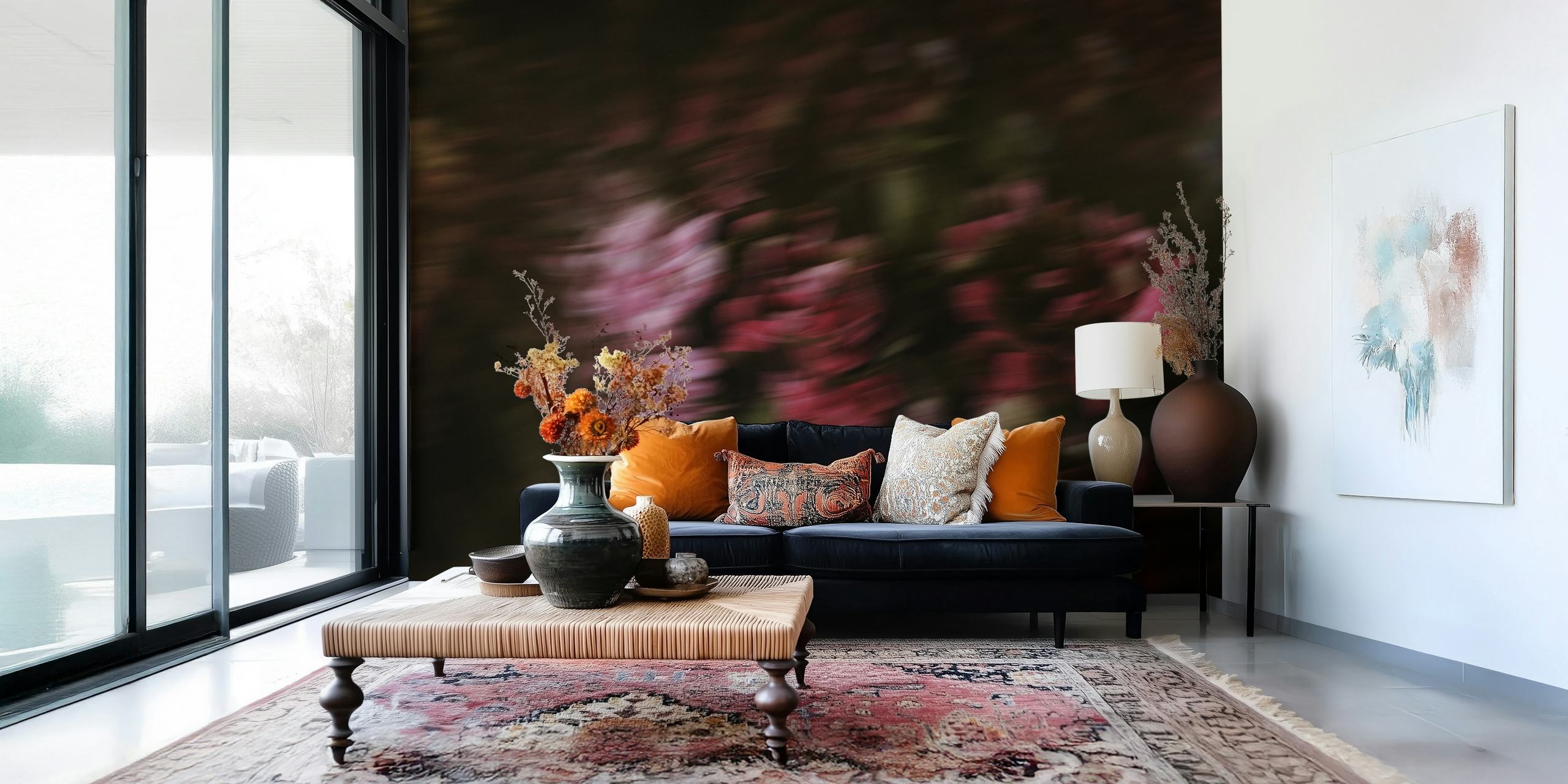 Tapeta Blurred Baroque Flowers v pokoji