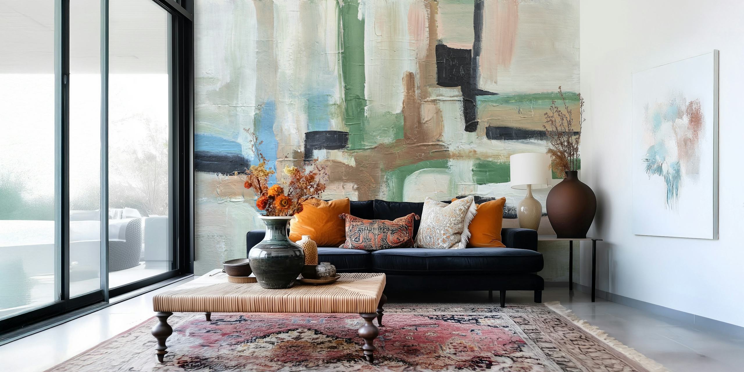 Abstract wallpaper design in soft pastel colors and brushstrokes