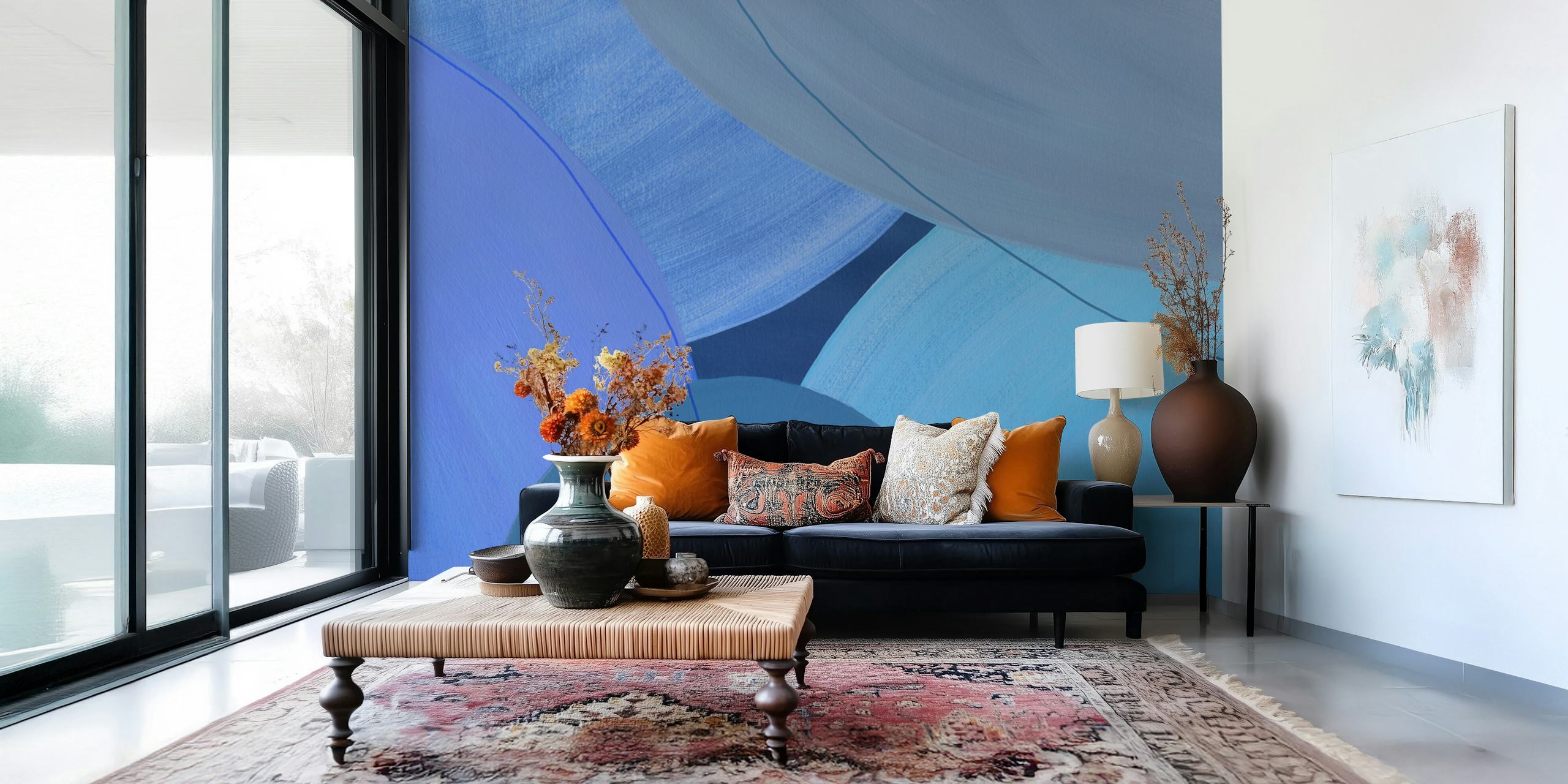 Calm blue shades wallpaper in a room