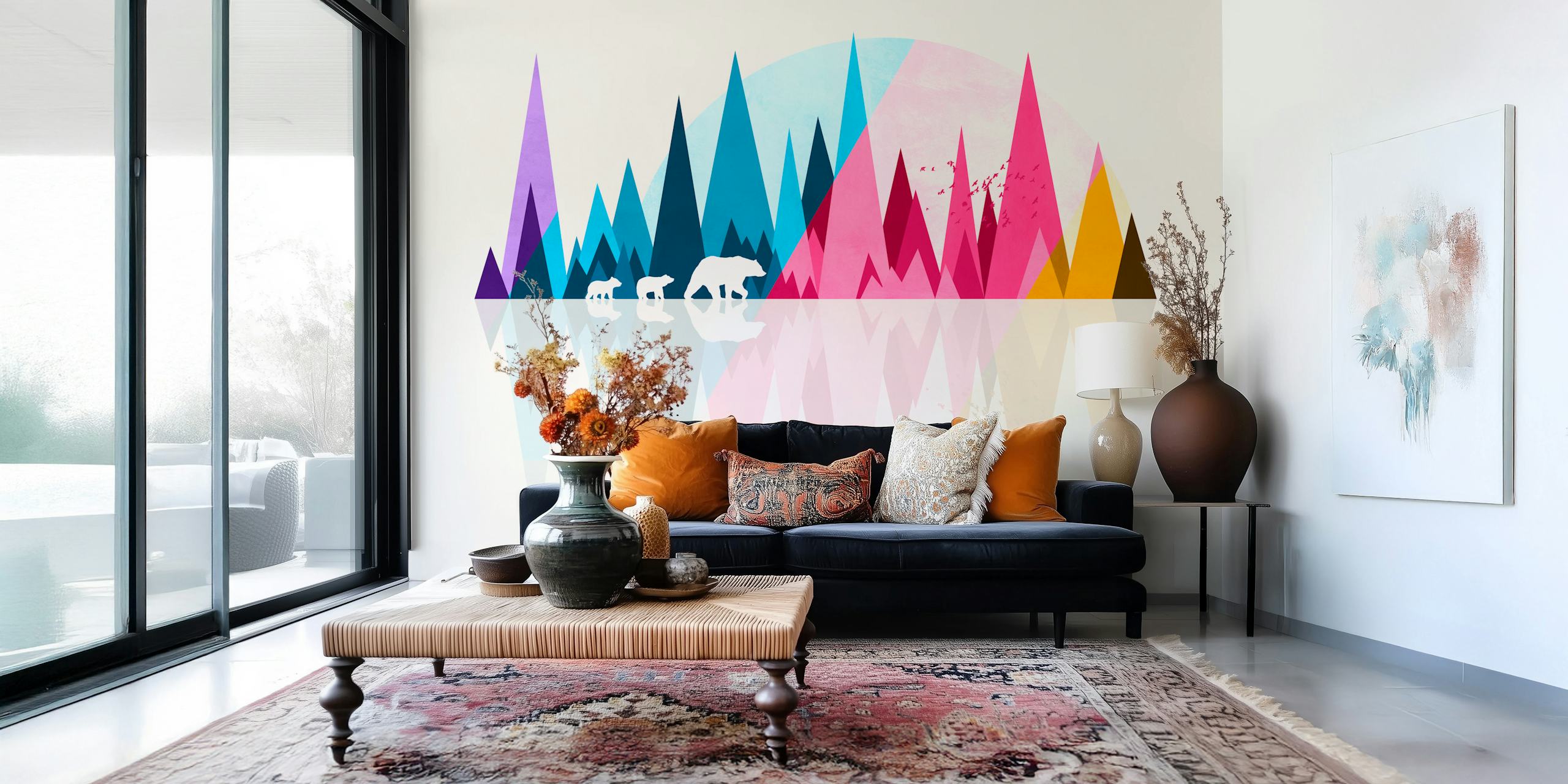 Ταπετσαρία Bear family εμφανιζόμενη σε ένα δωμάτιο