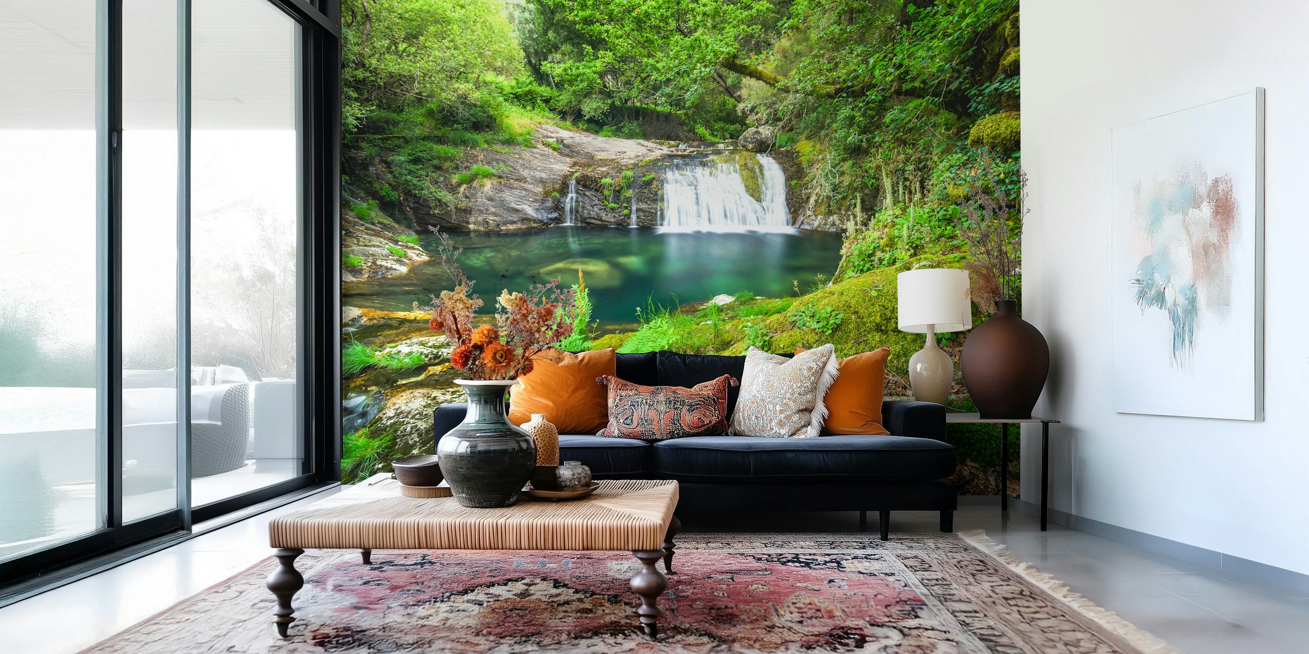 Forest Spring Waterfall tapet i et rum