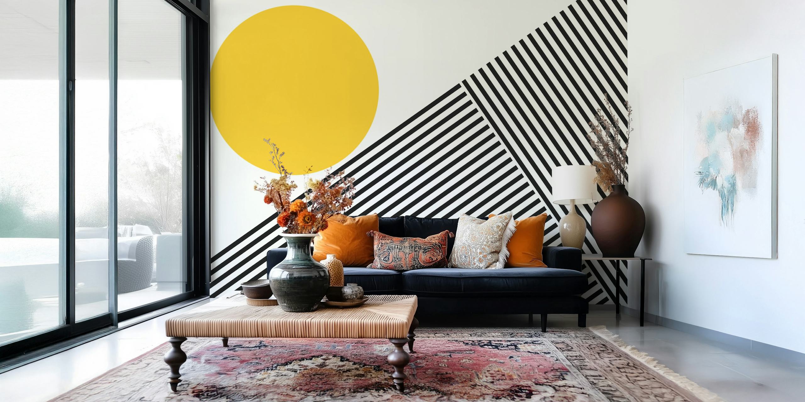 Tapeta Sunrise Geometric Art u sobi