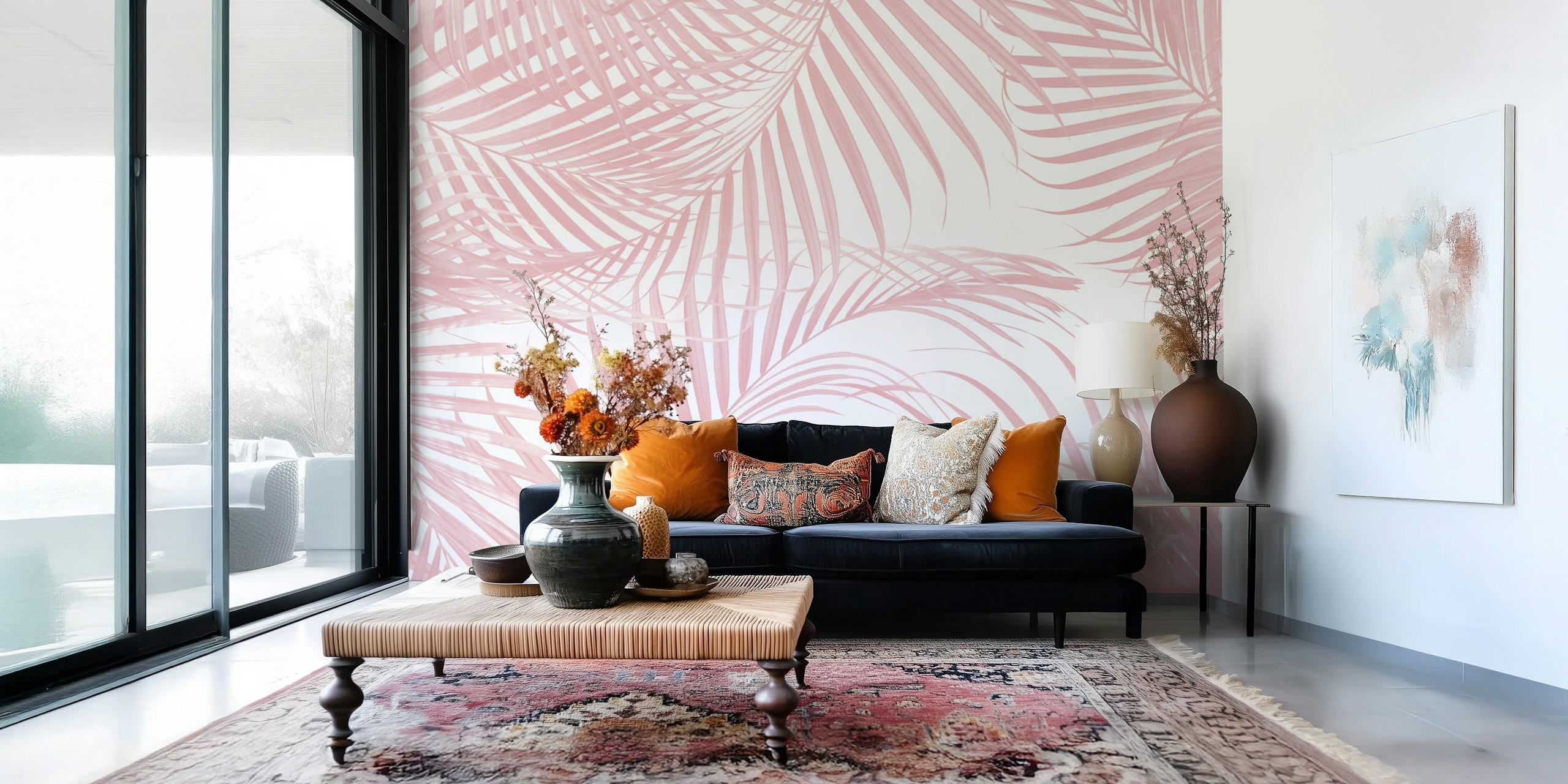 Design tapety Blush Pink Caribbean Palm Jungle
