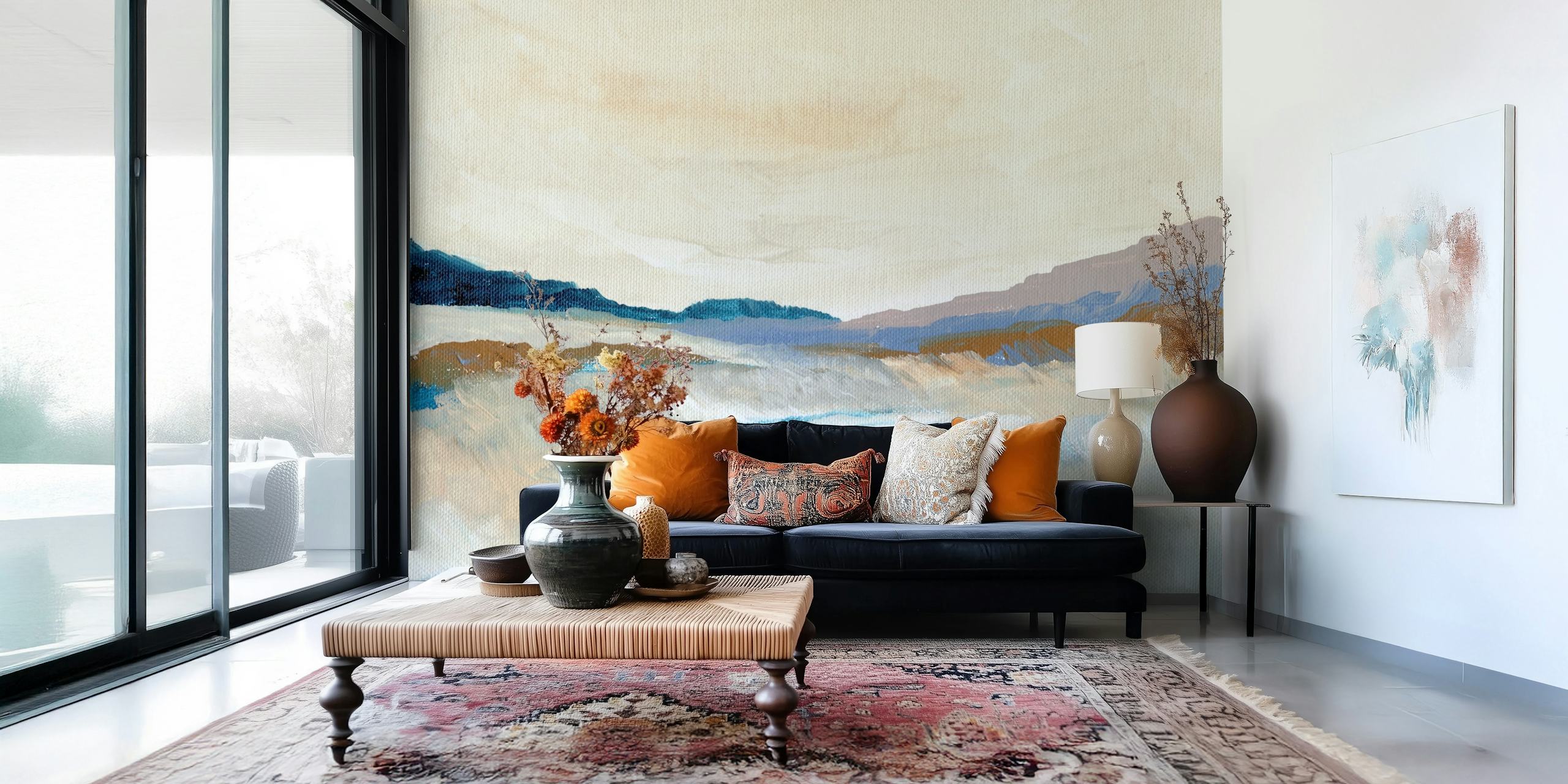 Soft Ocean Hues behang in een kamer
