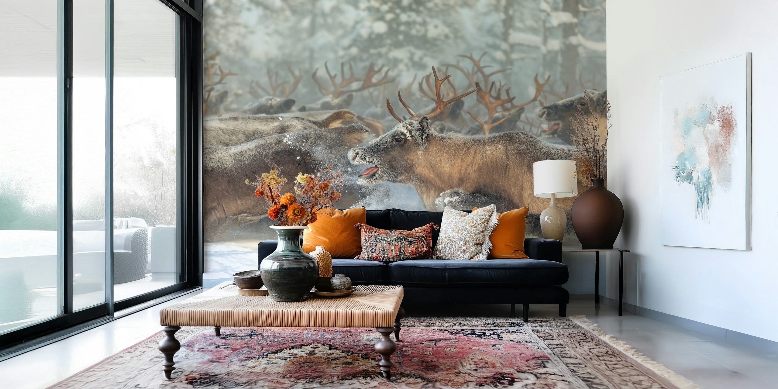 Reindeers wallpaper in a winter setting
