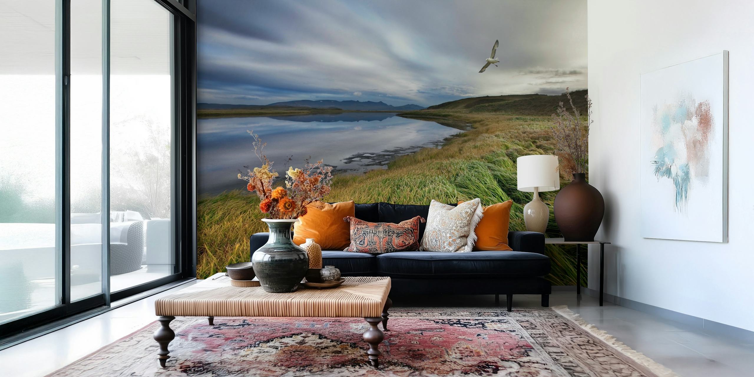 Stillness behang met een sereen landschap