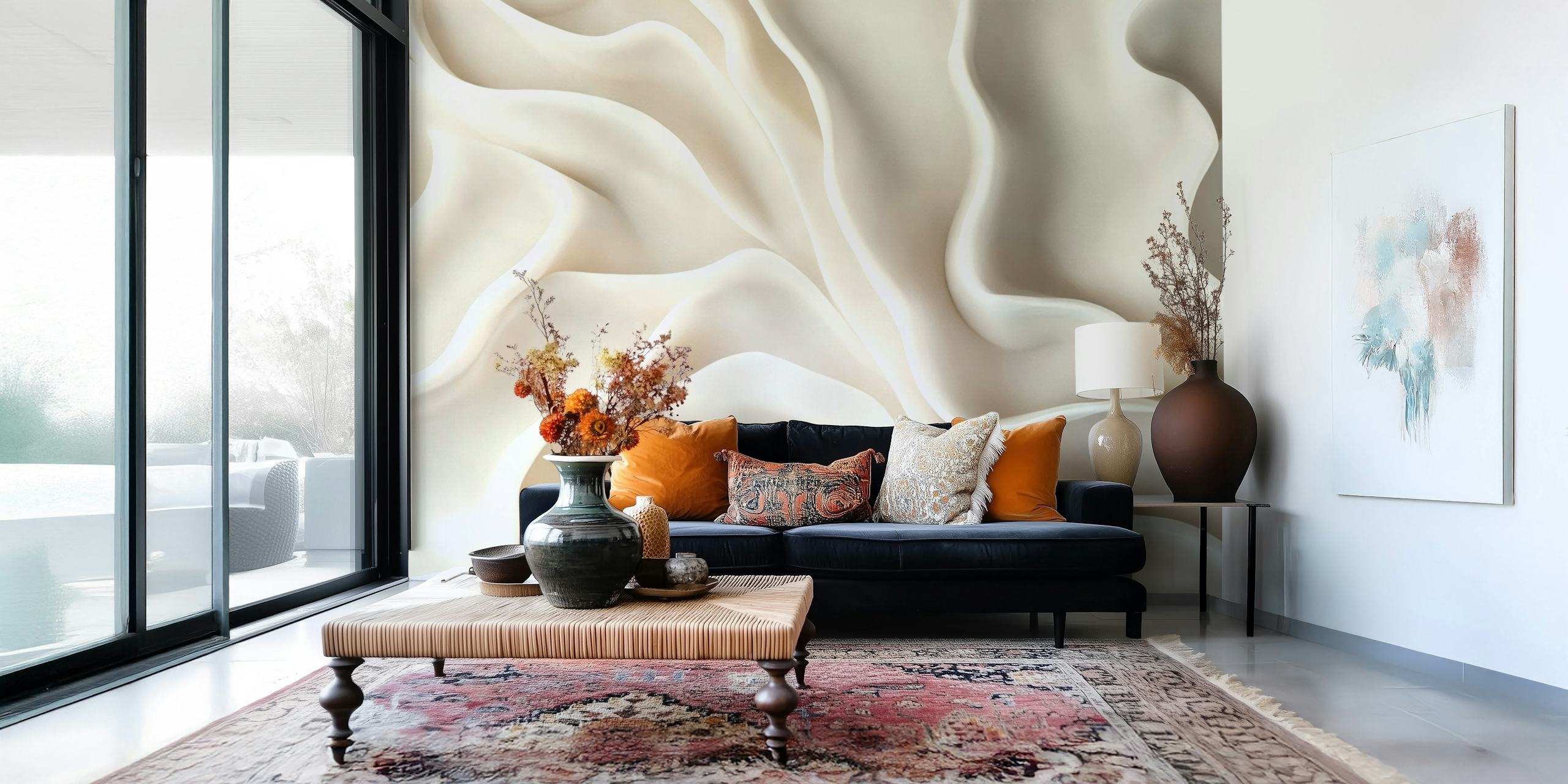 Ivory Flow Aesthetic tapetti huoneessa