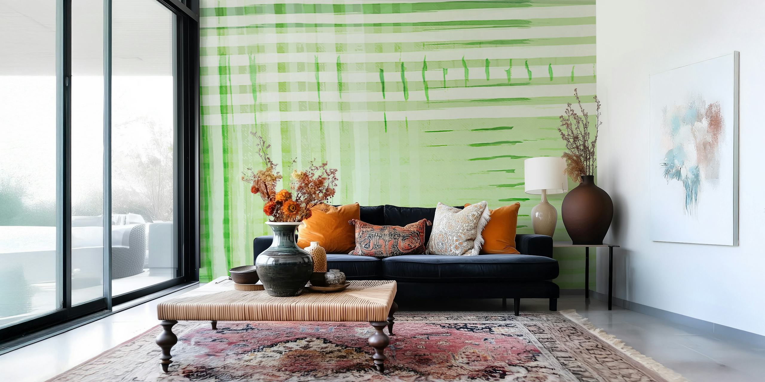 Deconstructed Checkers Spring Green tapeta v pokoji