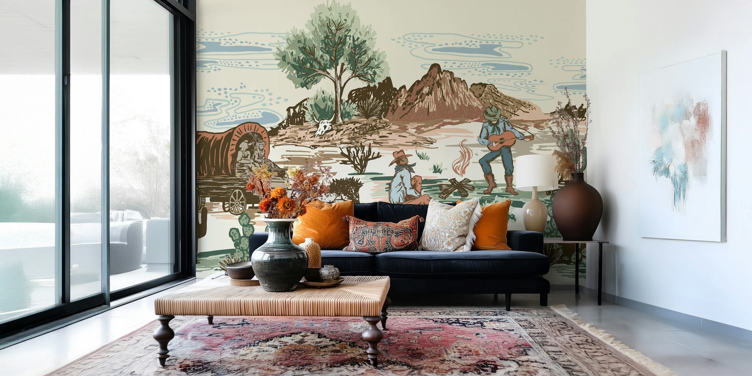 Western Cowboy wallpaper featuring a frontier scene