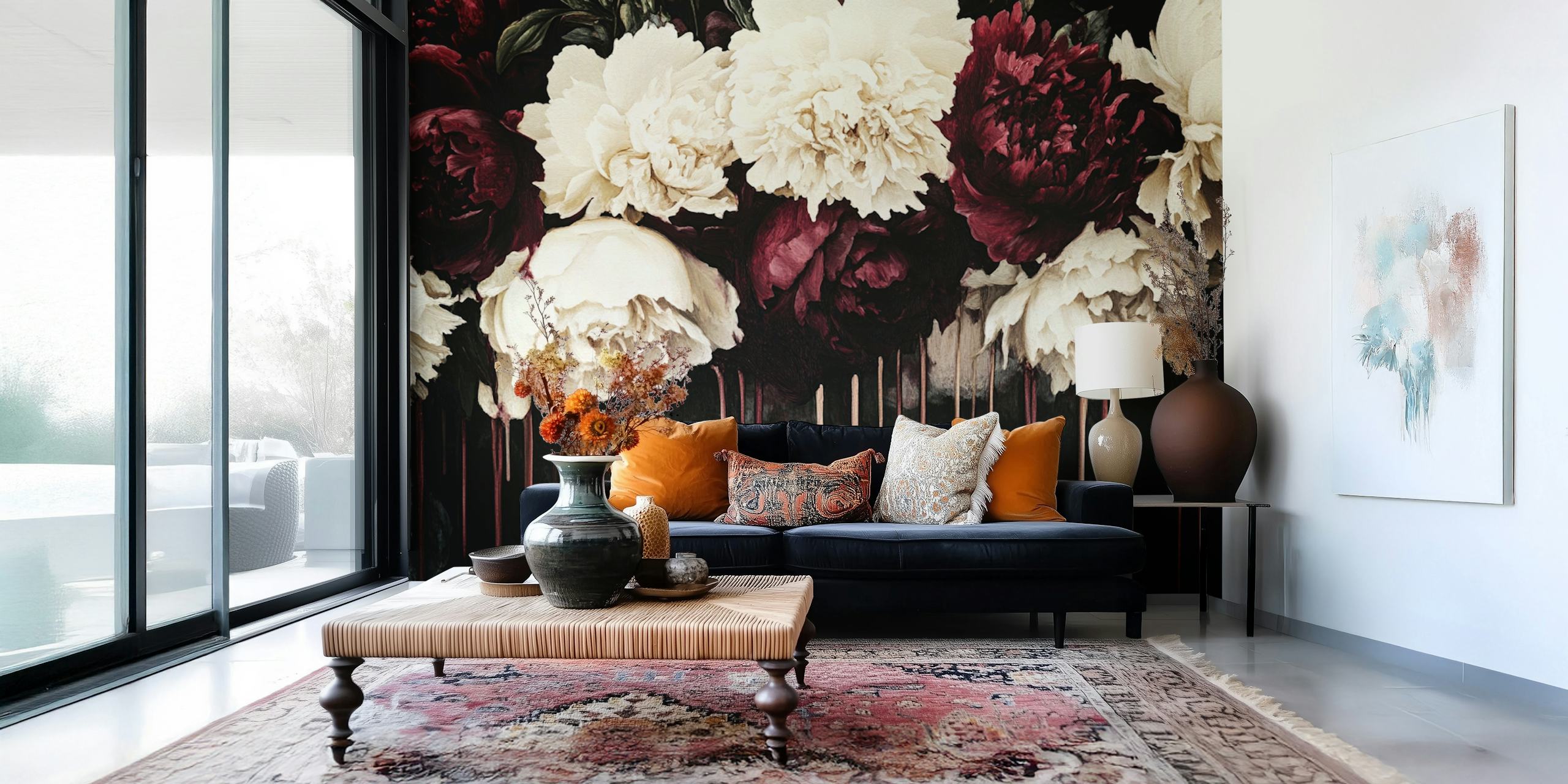 Dark Fluent Floral Romance wallpaper in a room