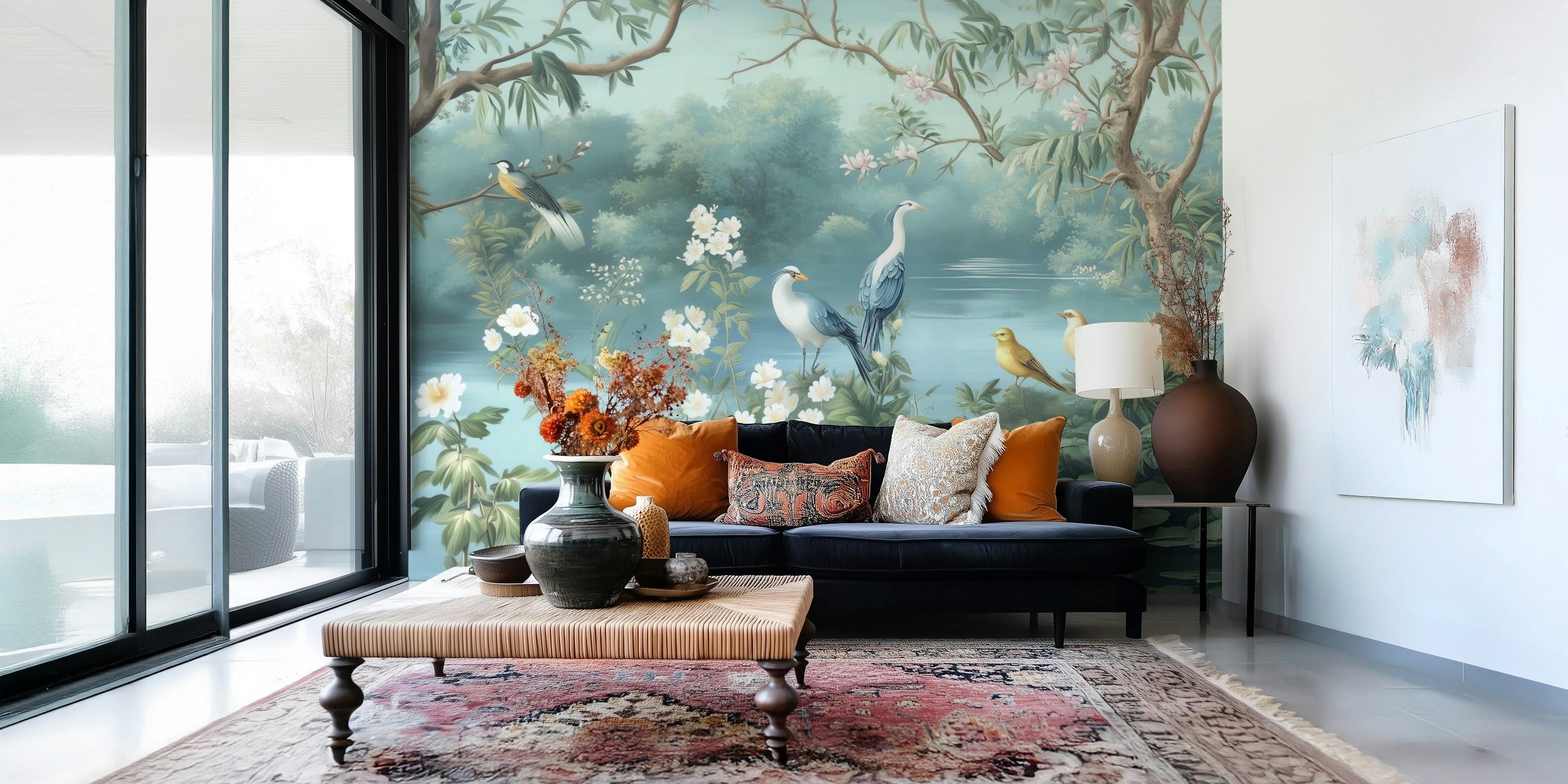 Dizajn tapete Serene Bird Paradise u sobi