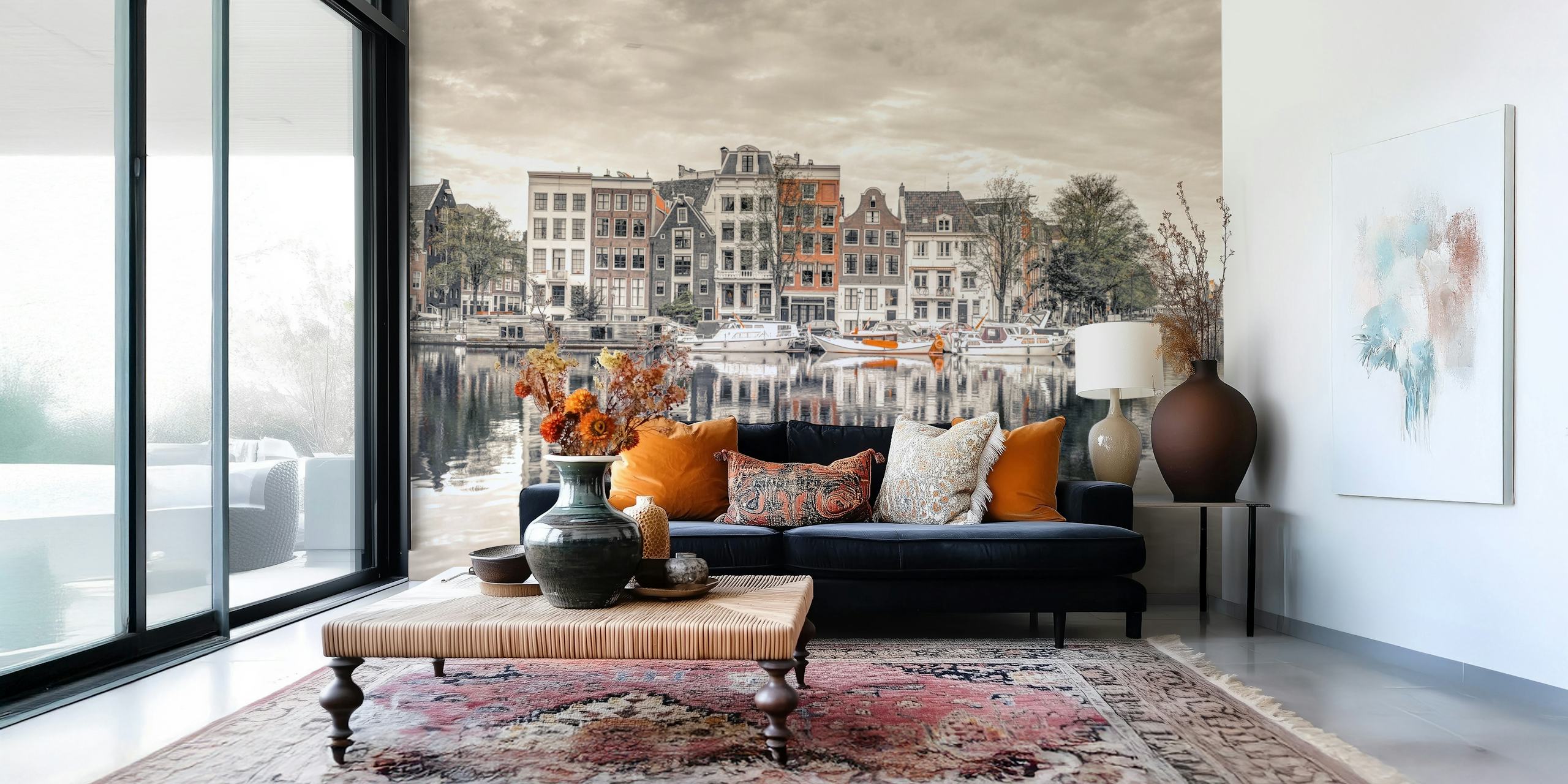 Papel pintado Quaint Riverside Charm en una habitación