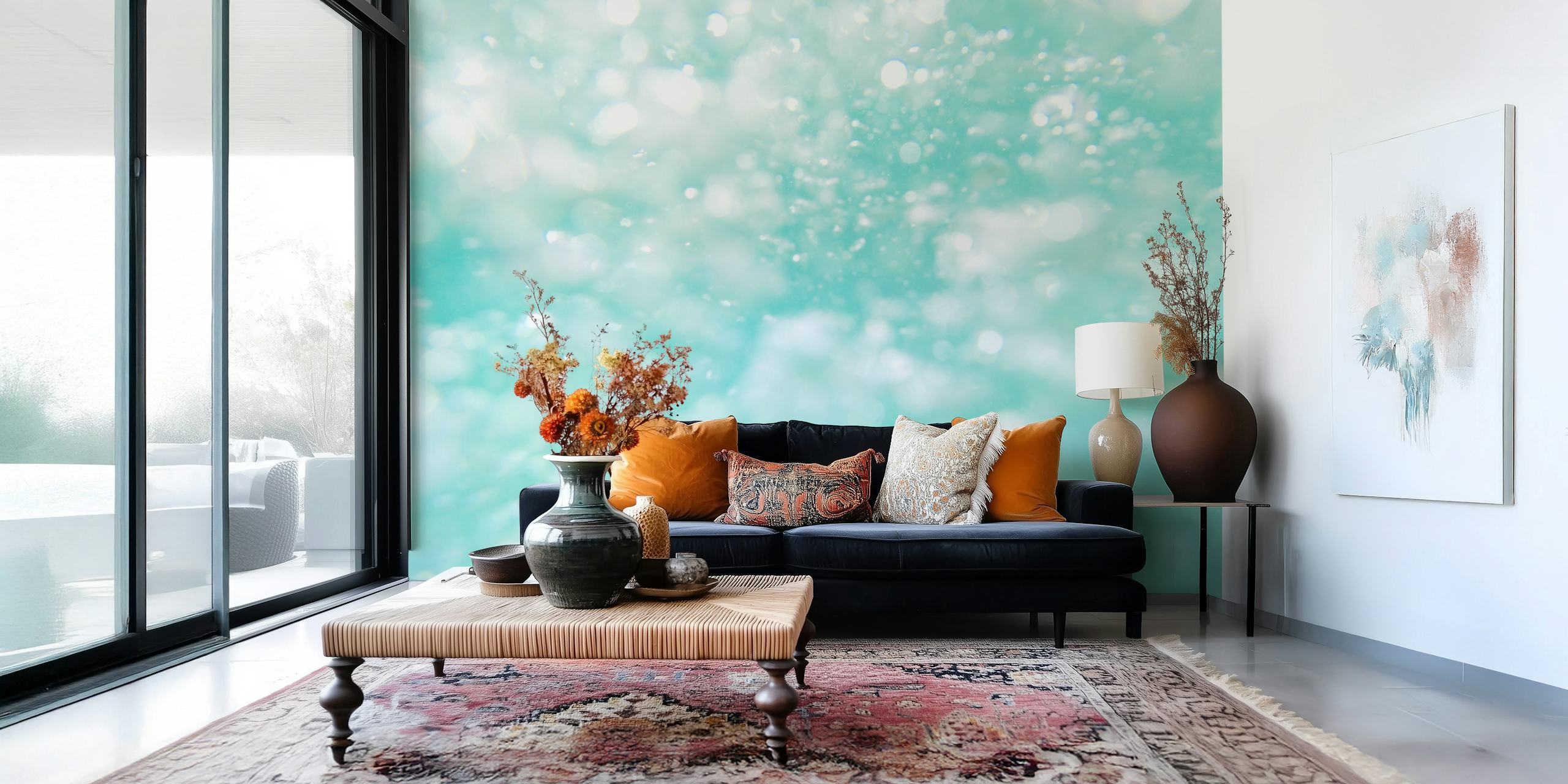 Underwater Caribbean bubbles dream papel pintado en una habitación