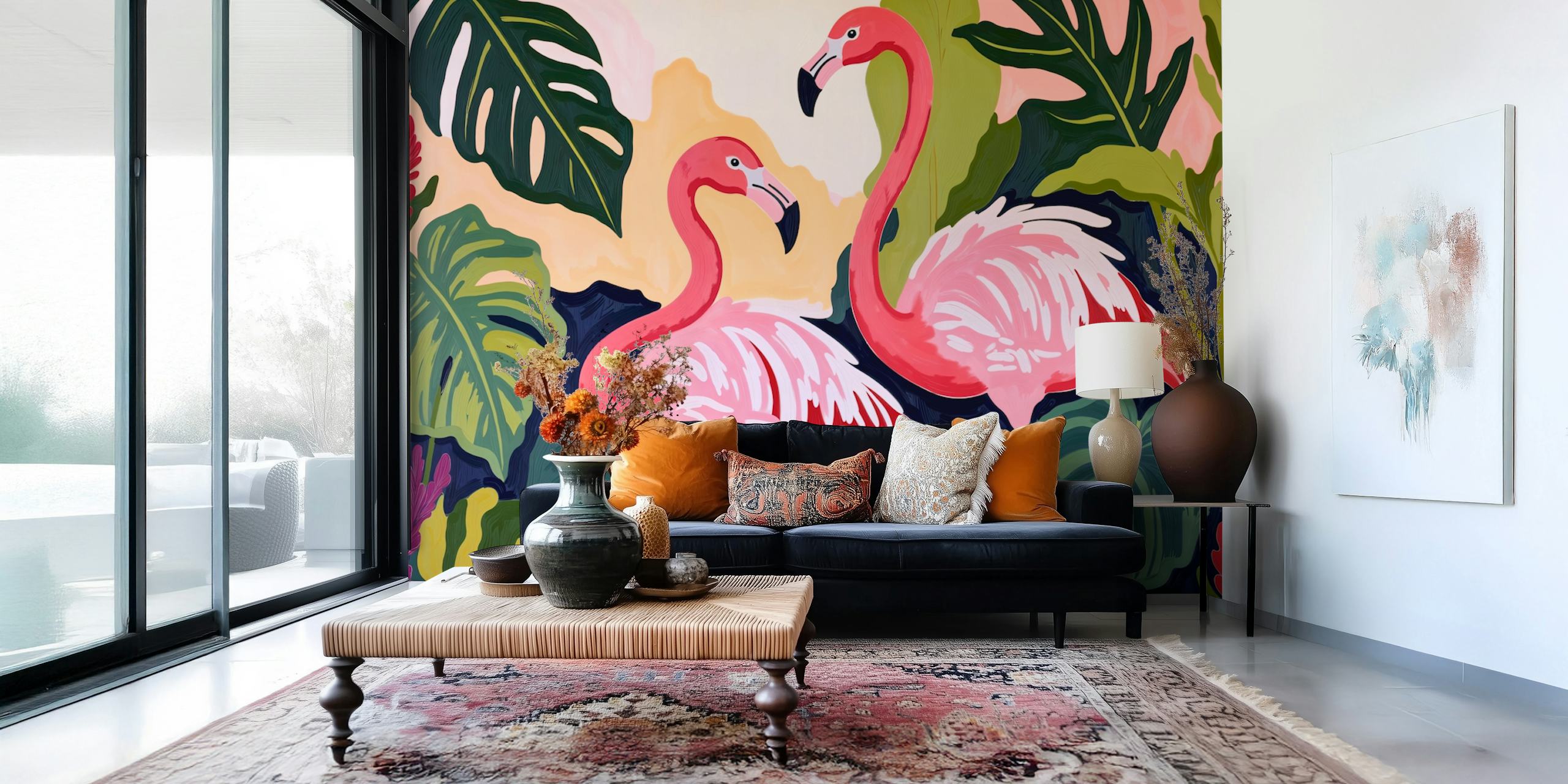 Flamingo Tropical Escape wallpaper in room