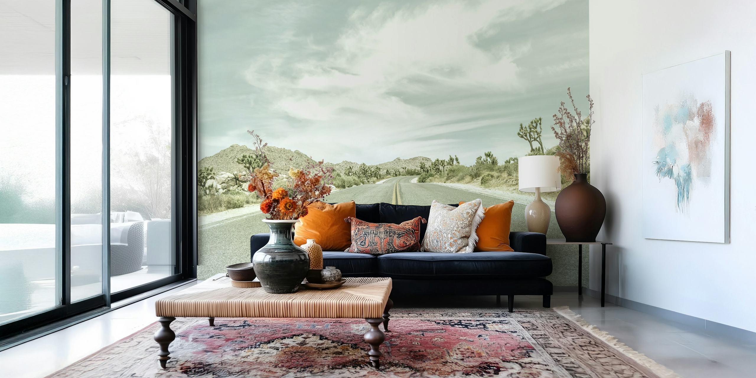 carta da parati Vintage Country Road in una stanza