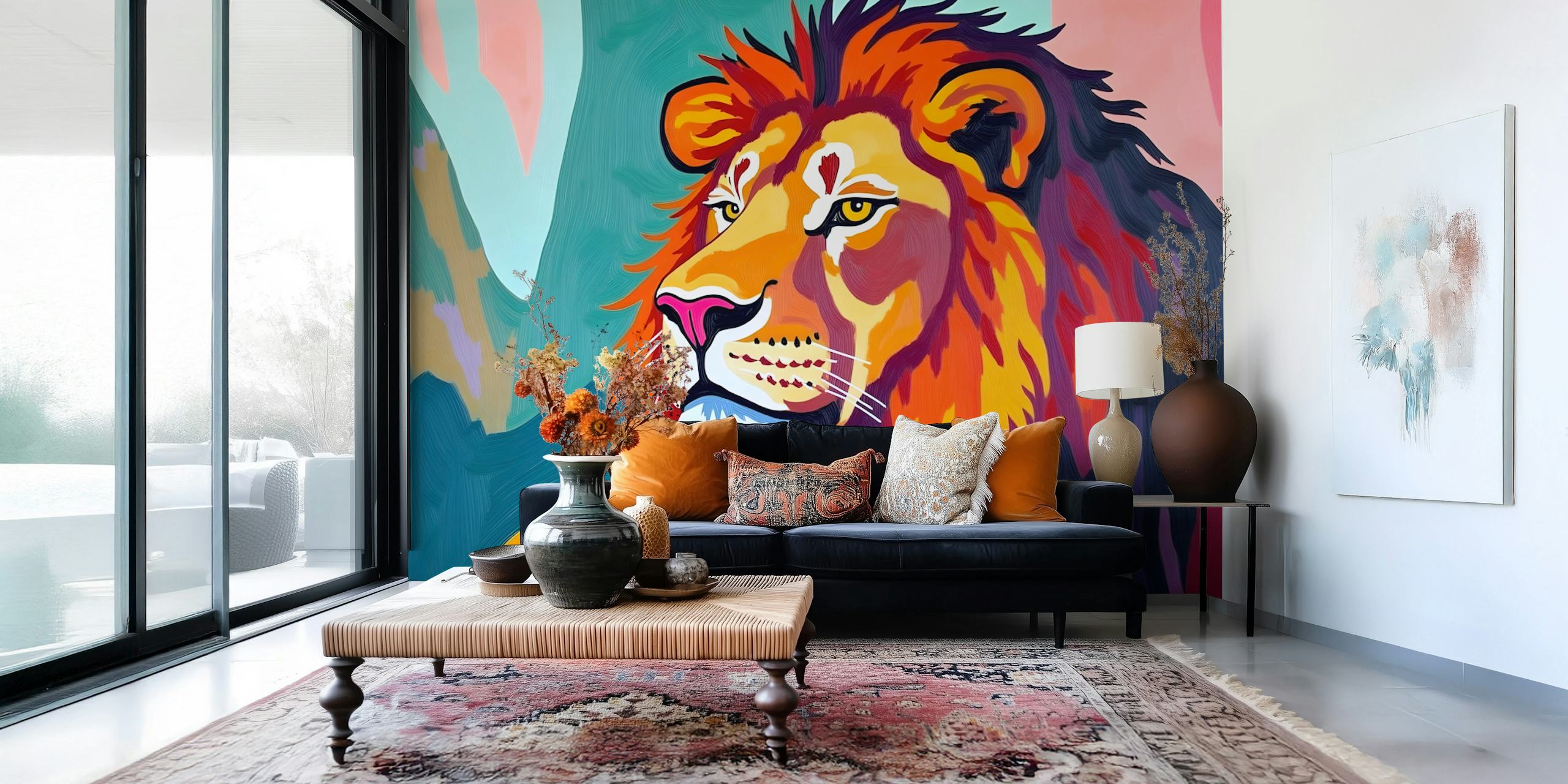 Tapeta Majestic Lion Art u sobi