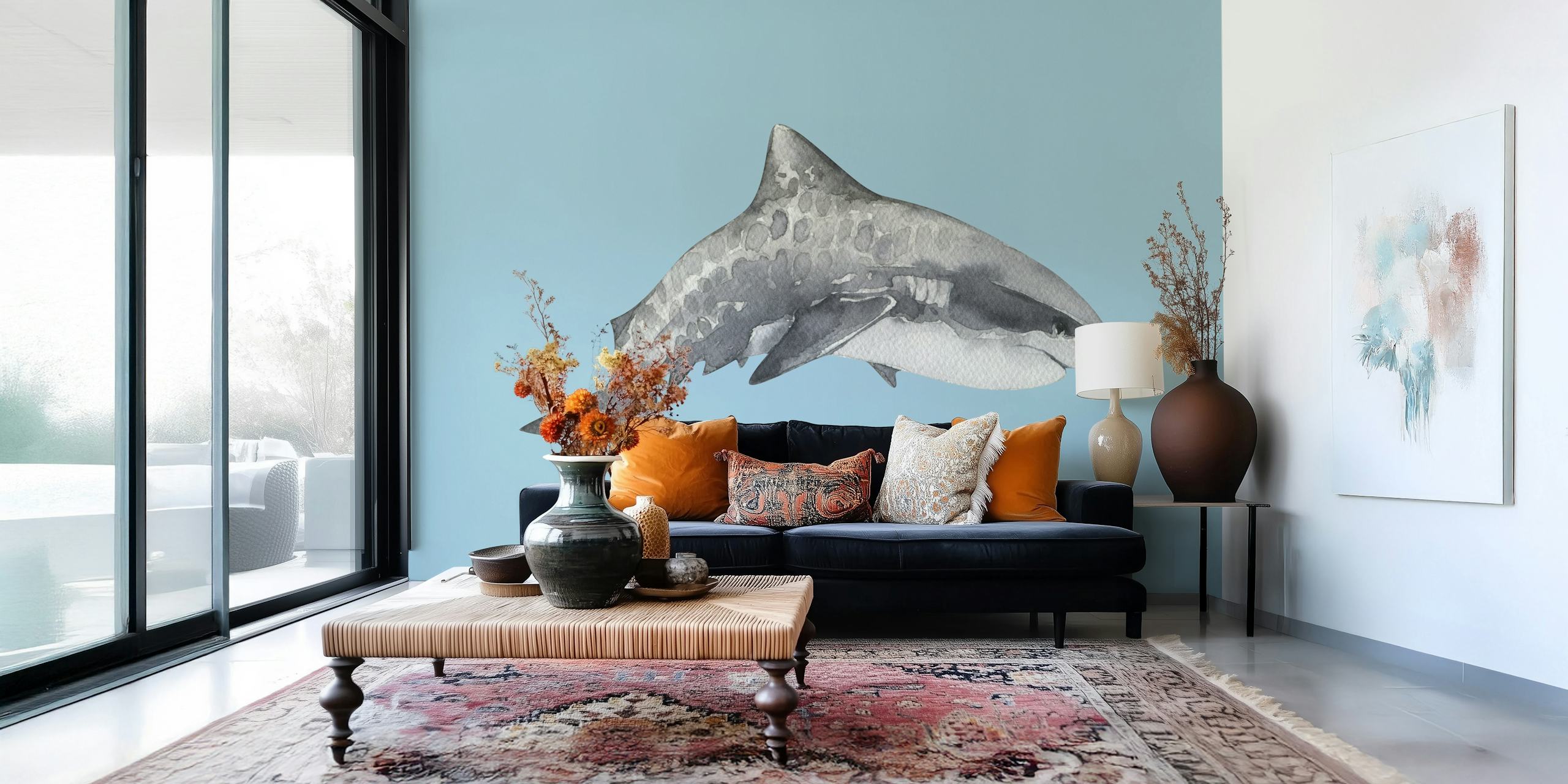 Tiger Shark wallpaper design in a room
